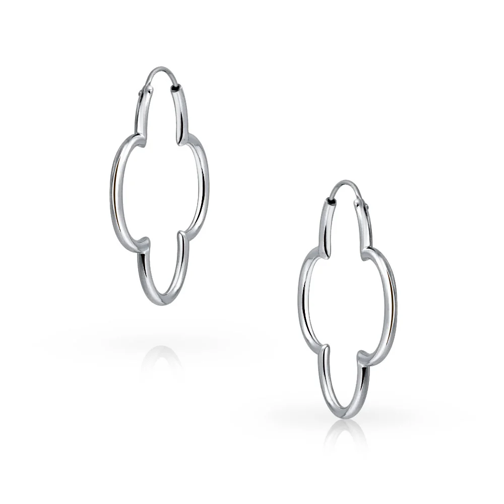 Large Flower Hoop Huggie Earrings 14K Rose Gold Plated Sterling Silver 1.5 Inch - Image 5
