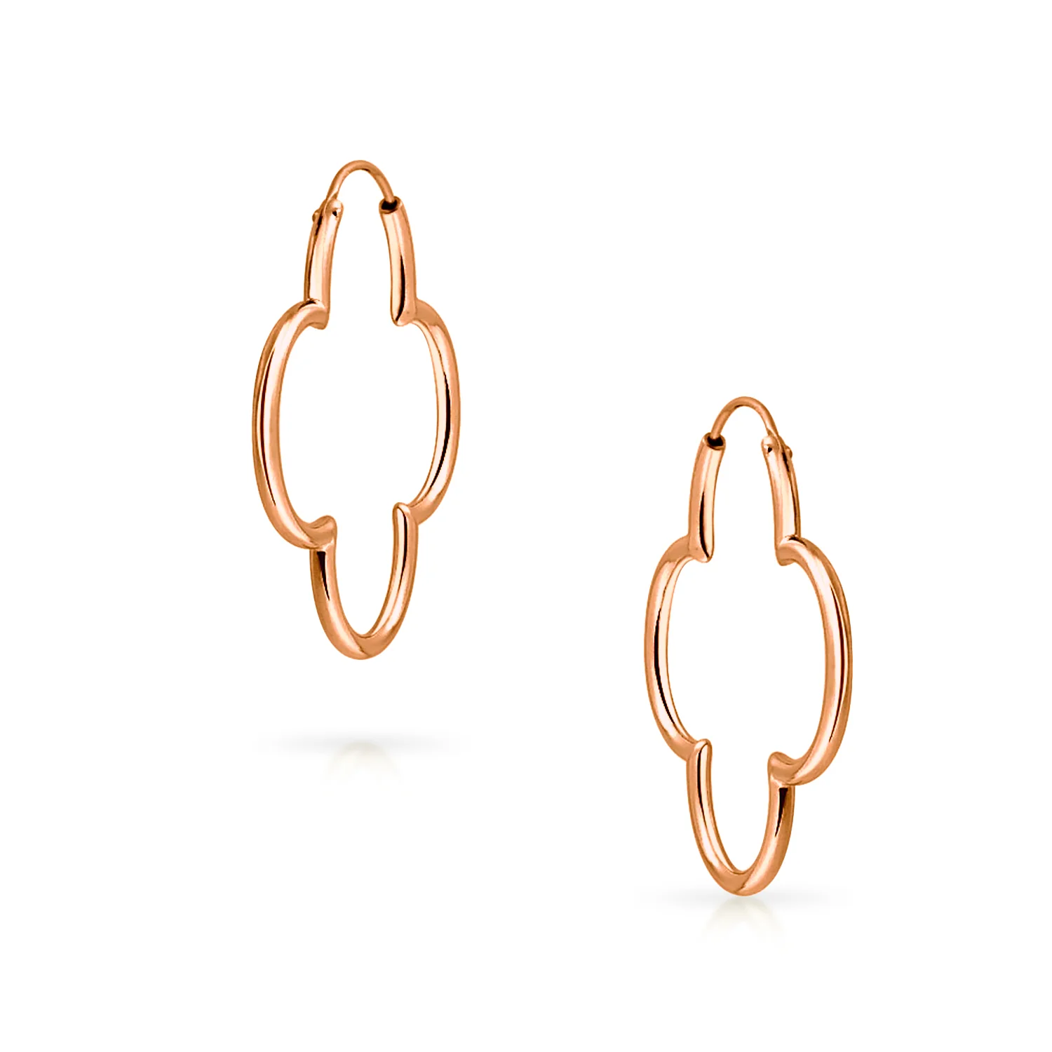 Large Flower Hoop Huggie Earrings 14K Rose Gold Plated Sterling Silver 1.5 Inch - Image 6