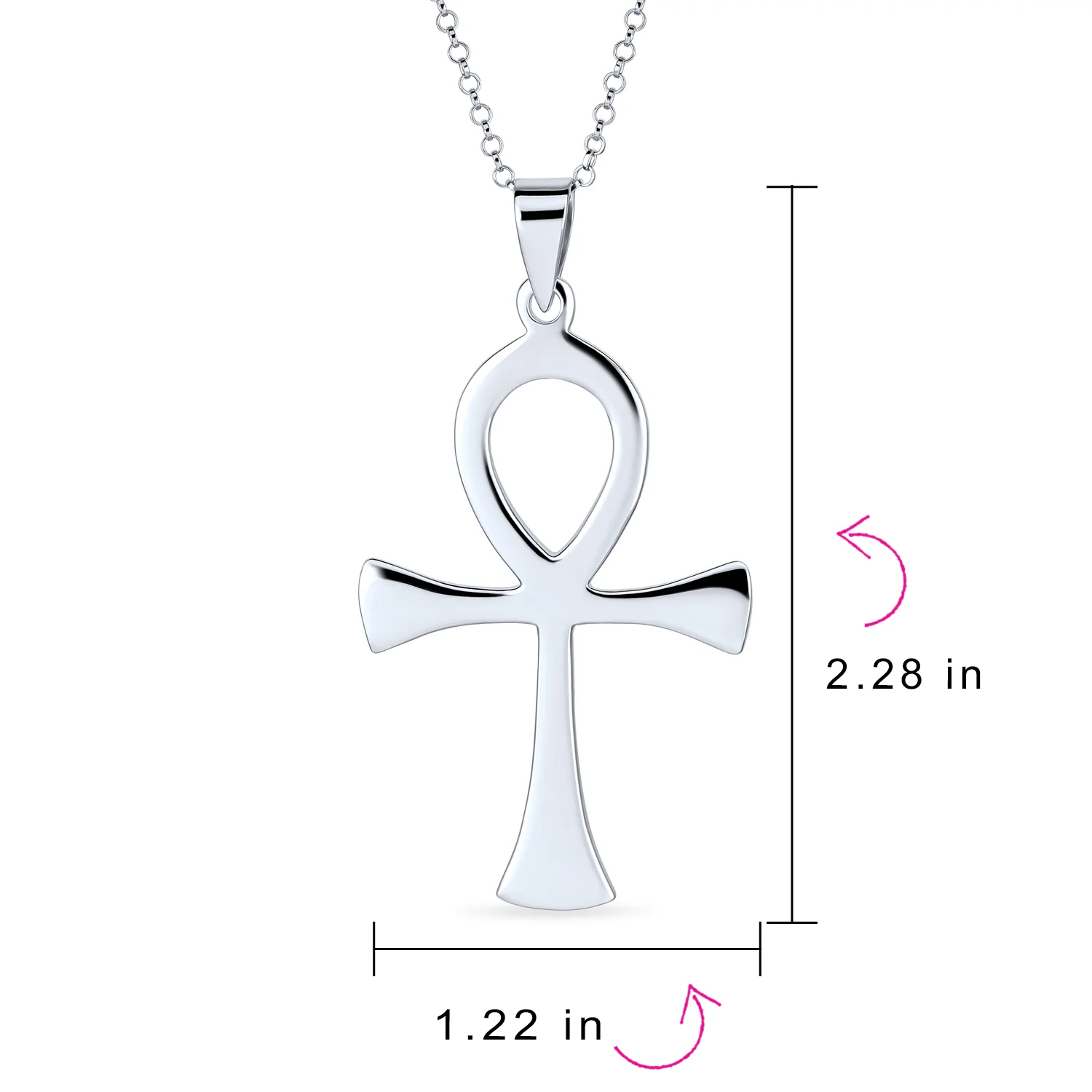 Spiritual Ankh Cross Pendant Necklace Large Egyptian Key to Life .925 Sterling Silver - Image 3