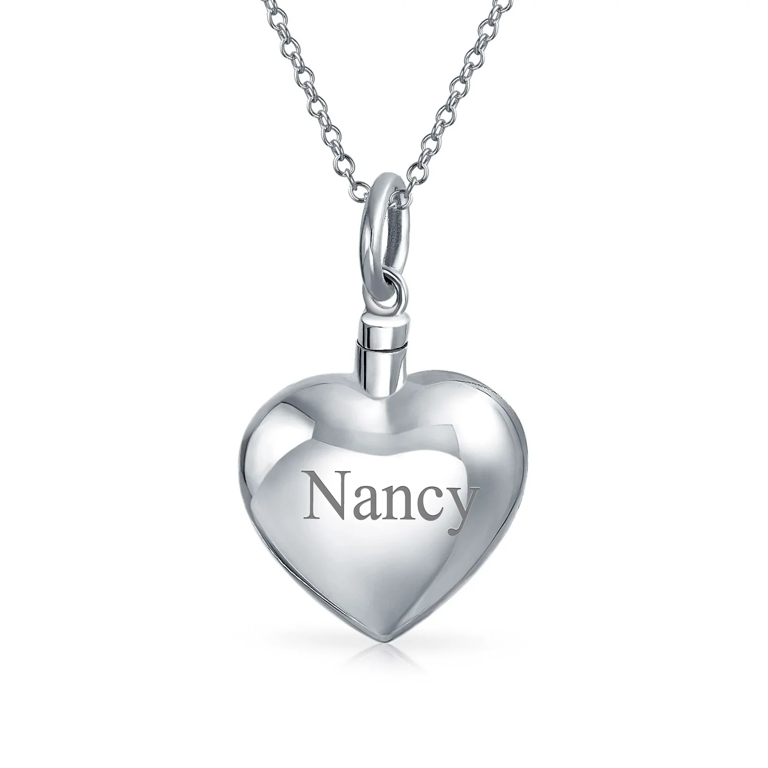 Keepsake Puff Heart Locket Pendant Memorial Jewelry Necklace .925 Sterling Silver - Image 2