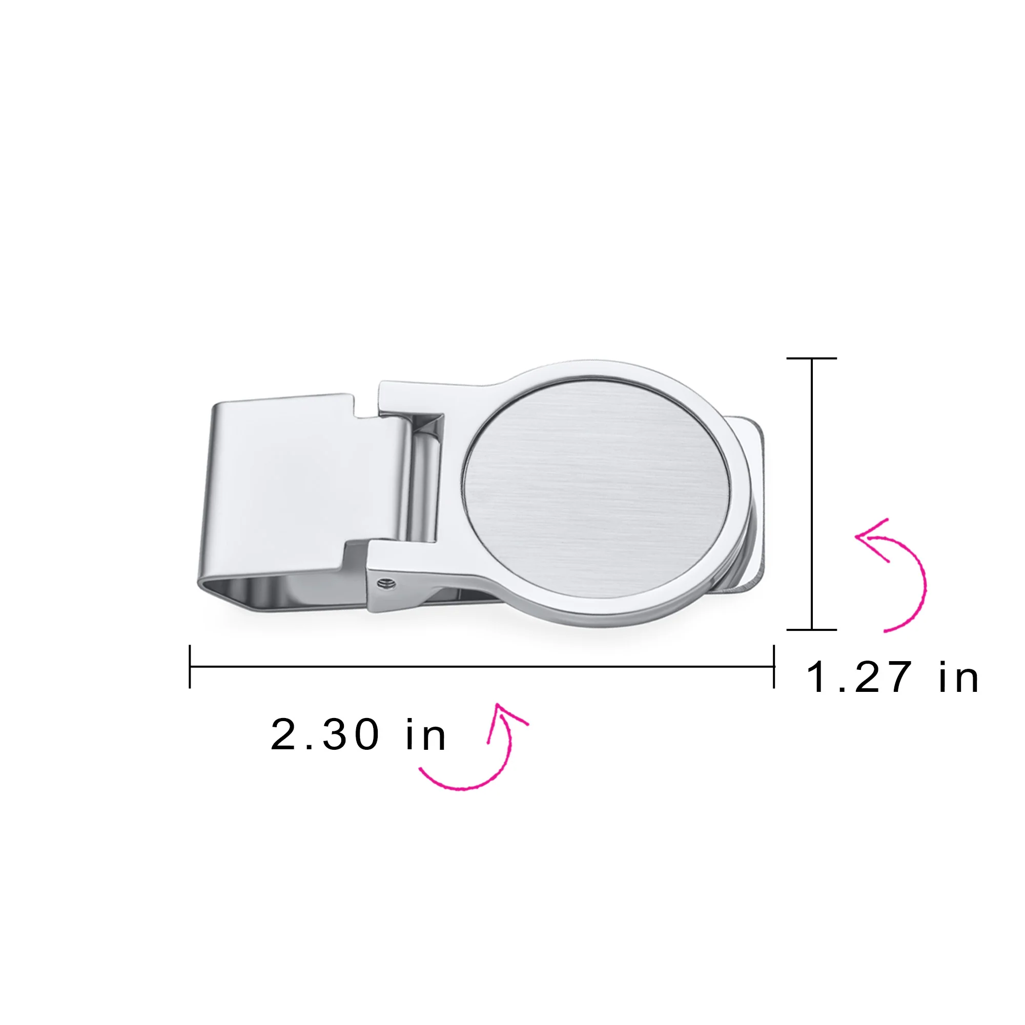 Large Round Hinged Style Money Clip Card Holder for Men Silver Stainless Steel - Image 4