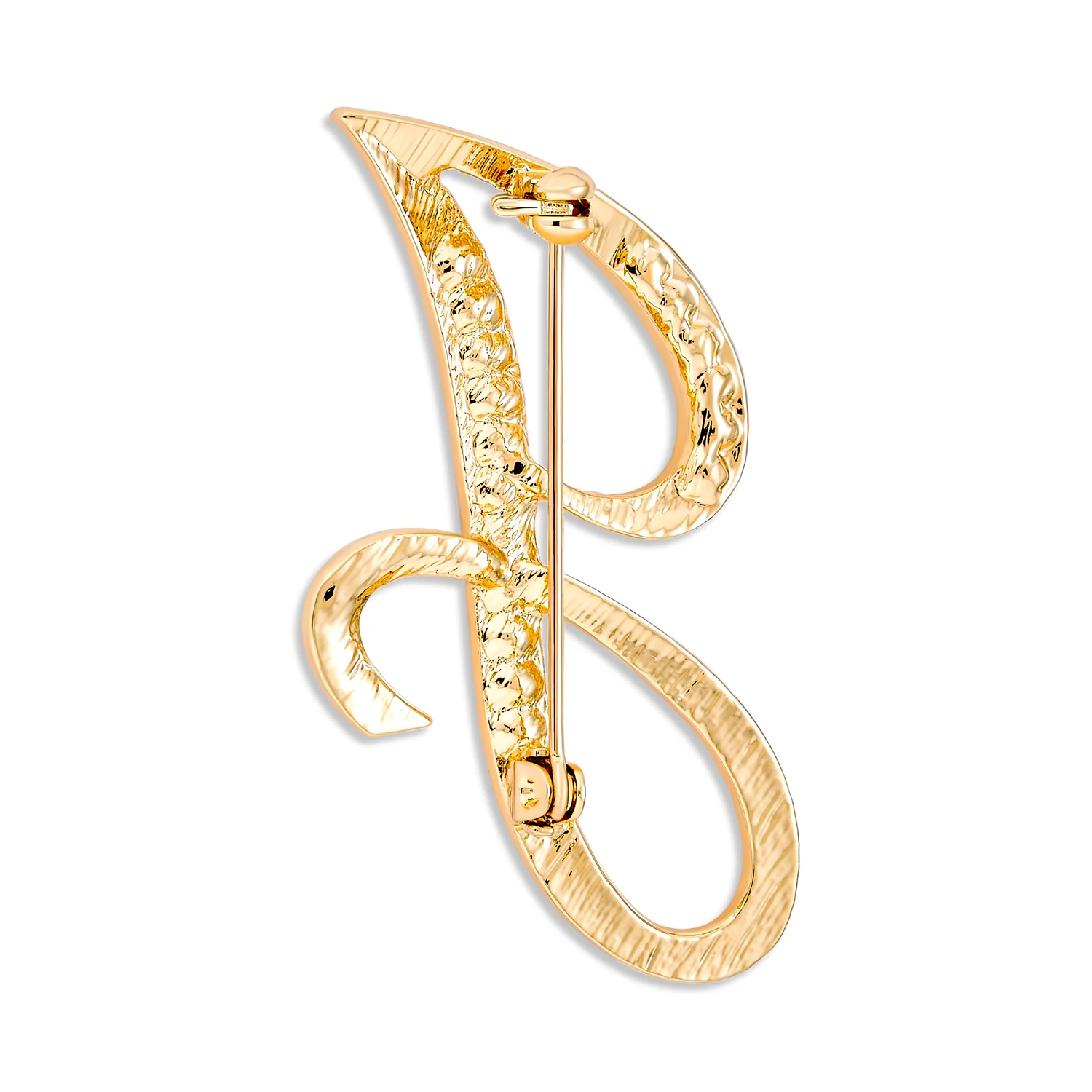 Large Statement ABC Crystal Letters Initial Scarf Lapel Pin Brooch Gold Plated - Image 10