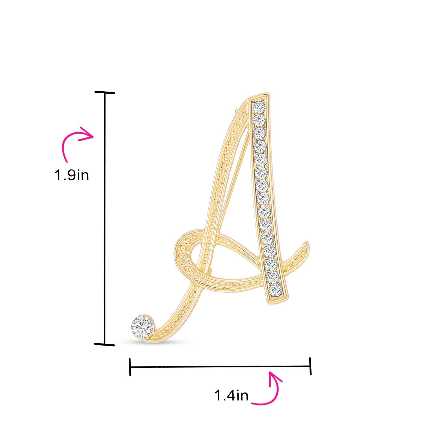Large Statement ABC Crystal Letters Initial Scarf Lapel Pin Brooch Gold Plated - Image 24