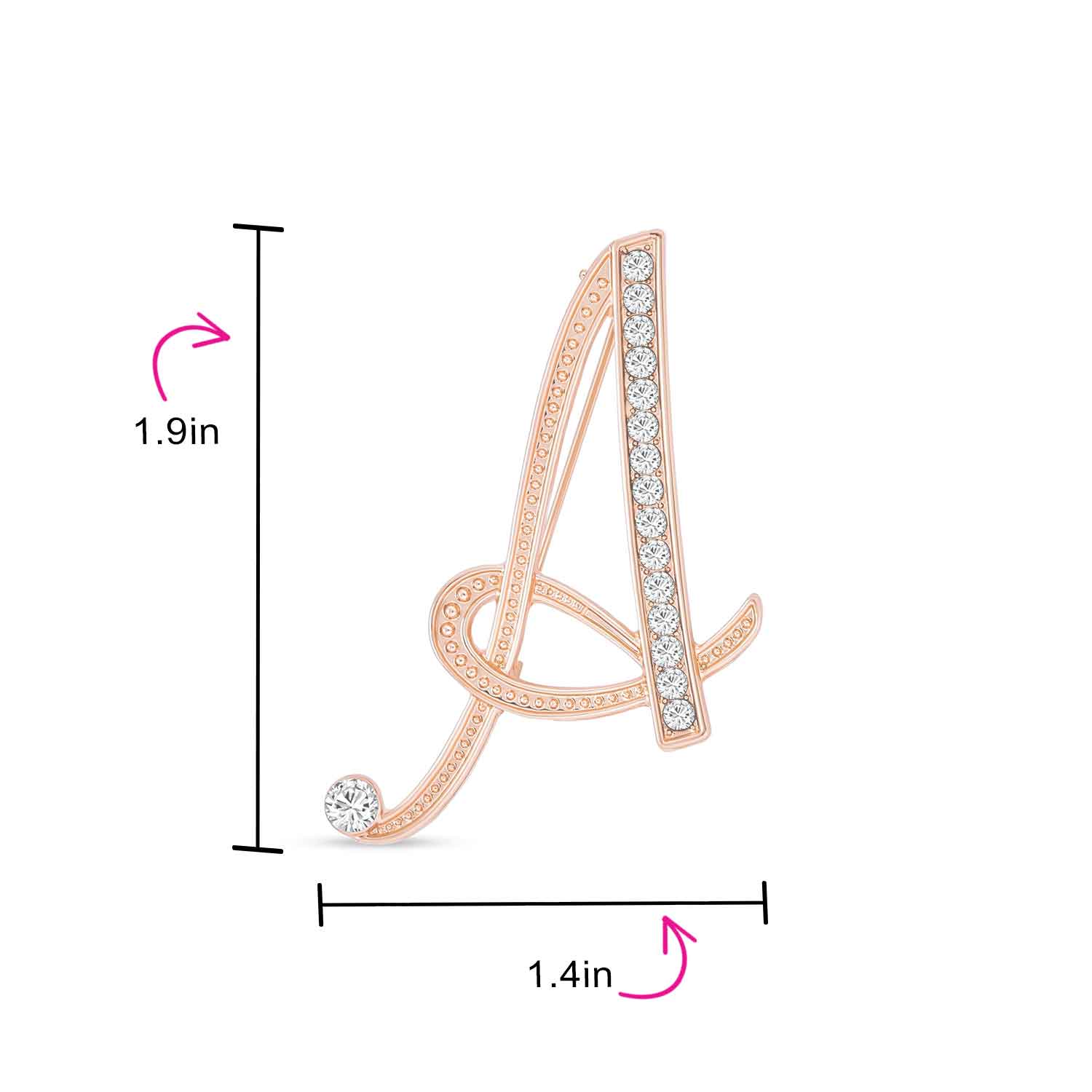 Large Statement ABC Crystal Letters Initial Scarf Lapel Pin Brooch Gold Plated - Image 25