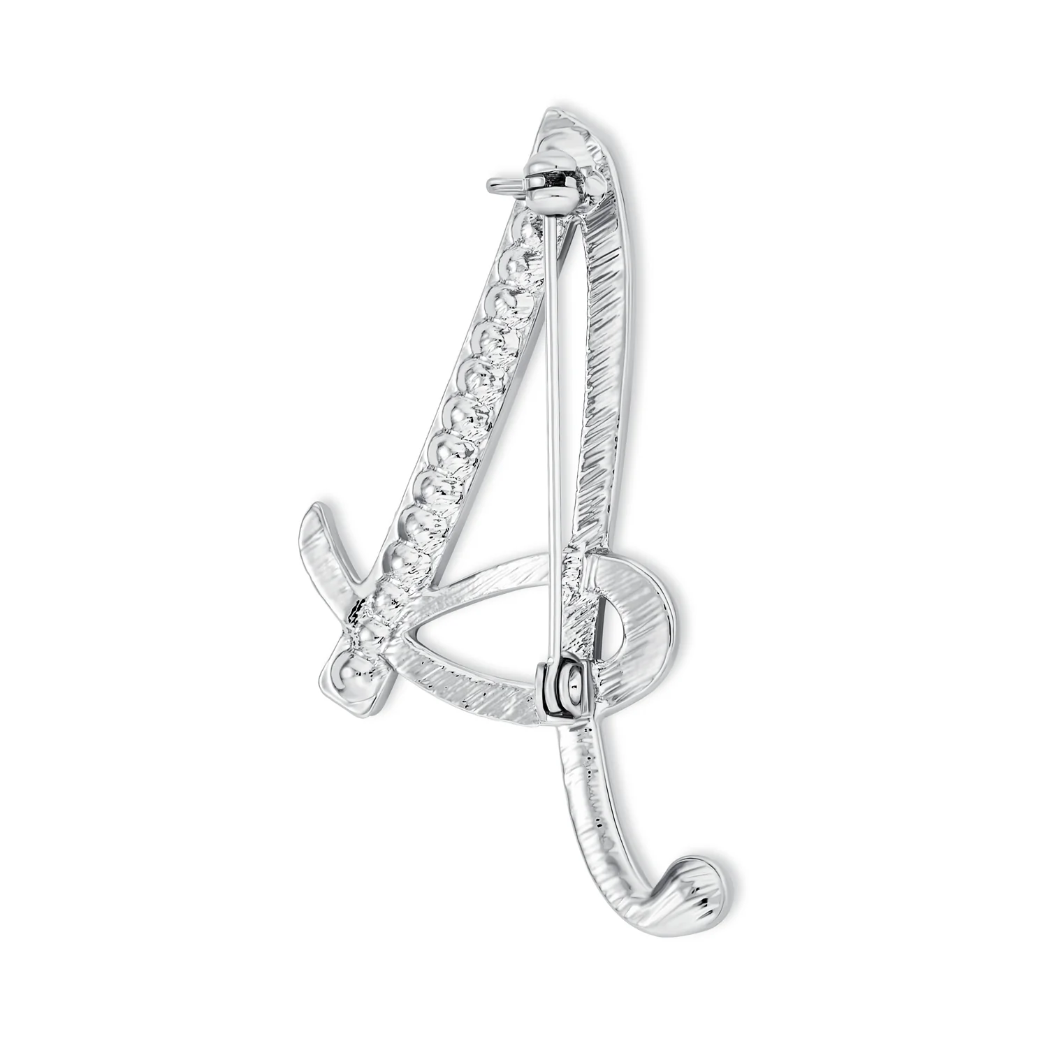 Large Statement ABC Pave Crystal Monogram Brooch Pin Silver or Gold Plated - Image 11