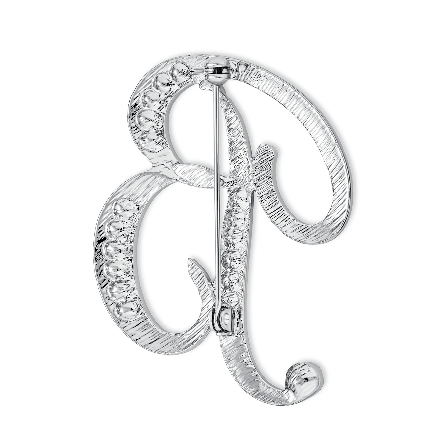 Large Statement ABC Pave Crystal Monogram Brooch Pin Silver or Gold Plated - Image 12