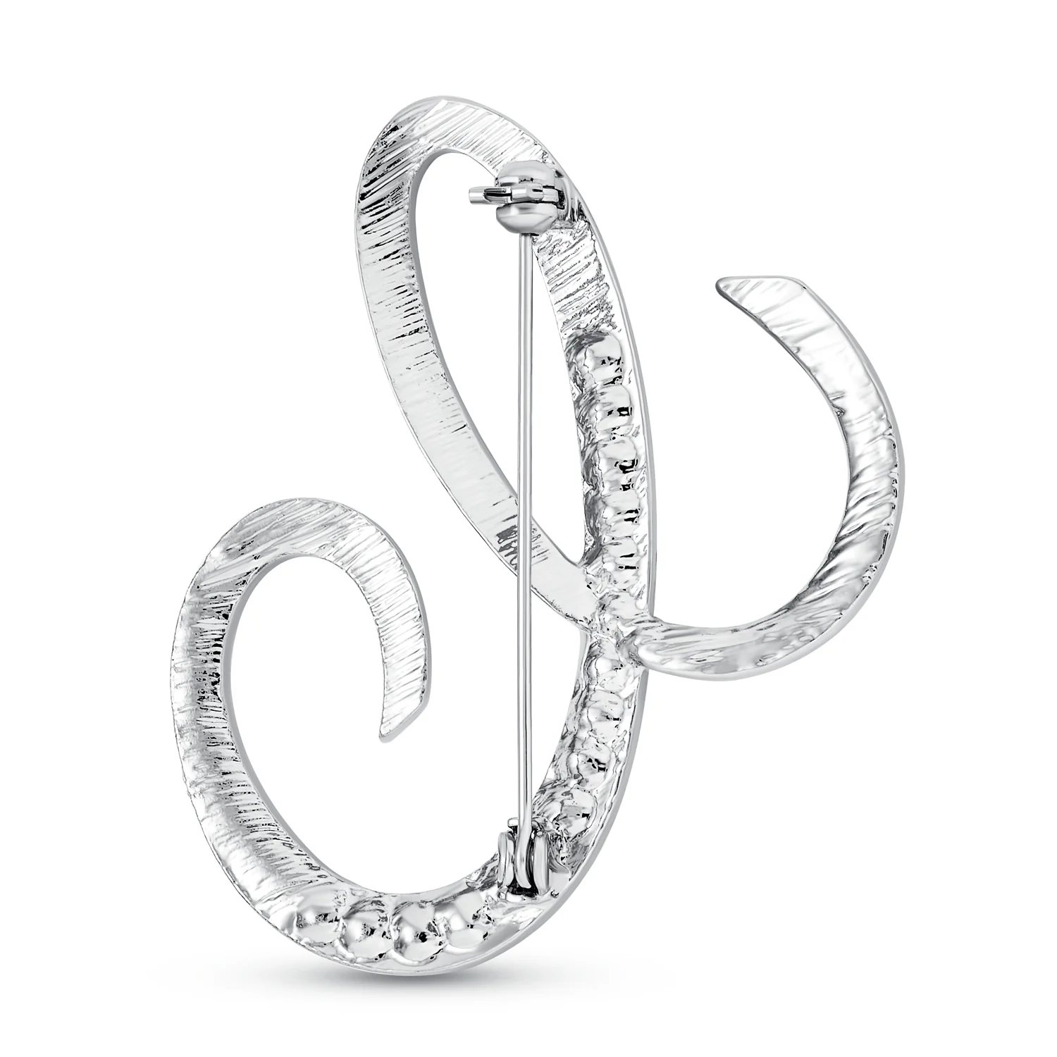 Large Statement ABC Pave Crystal Monogram Brooch Pin Silver or Gold Plated - Image 13