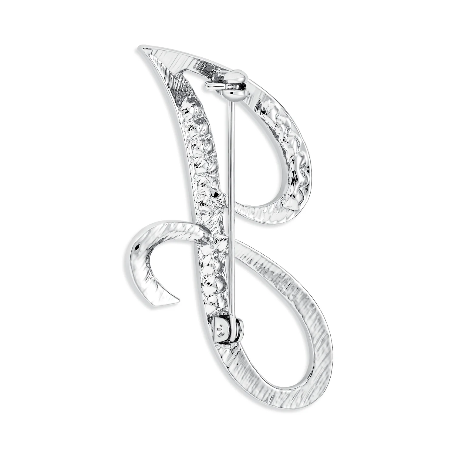 Large Statement ABC Pave Crystal Monogram Brooch Pin Silver or Gold Plated - Image 15