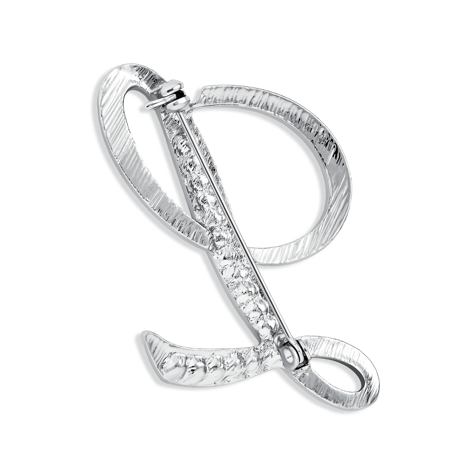 Large Statement ABC Pave Crystal Monogram Brooch Pin Silver or Gold Plated - Image 17