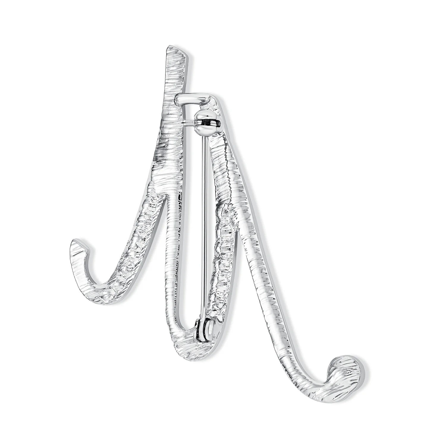 Large Statement ABC Pave Crystal Monogram Brooch Pin Silver or Gold Plated - Image 18