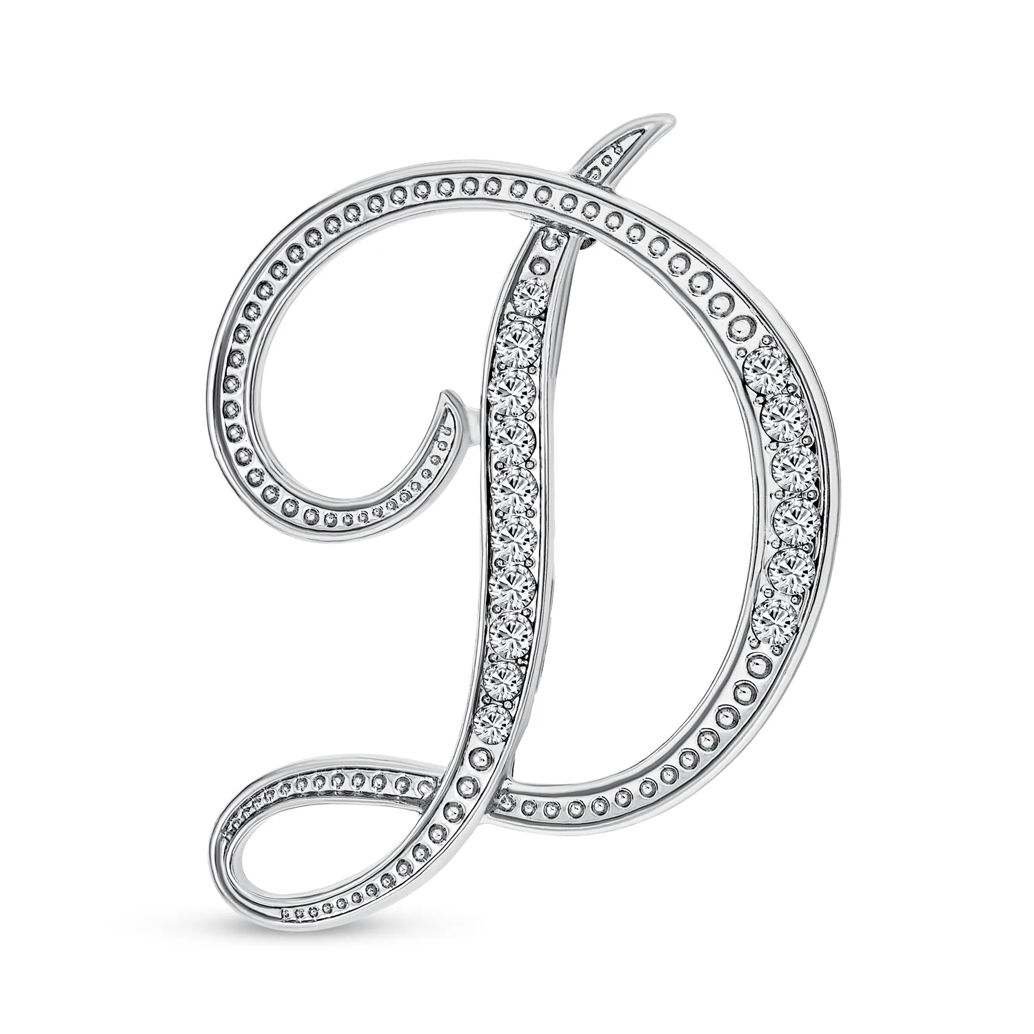 Large Statement ABC Pave Crystal Monogram Brooch Pin Silver or Gold Plated - Image 4
