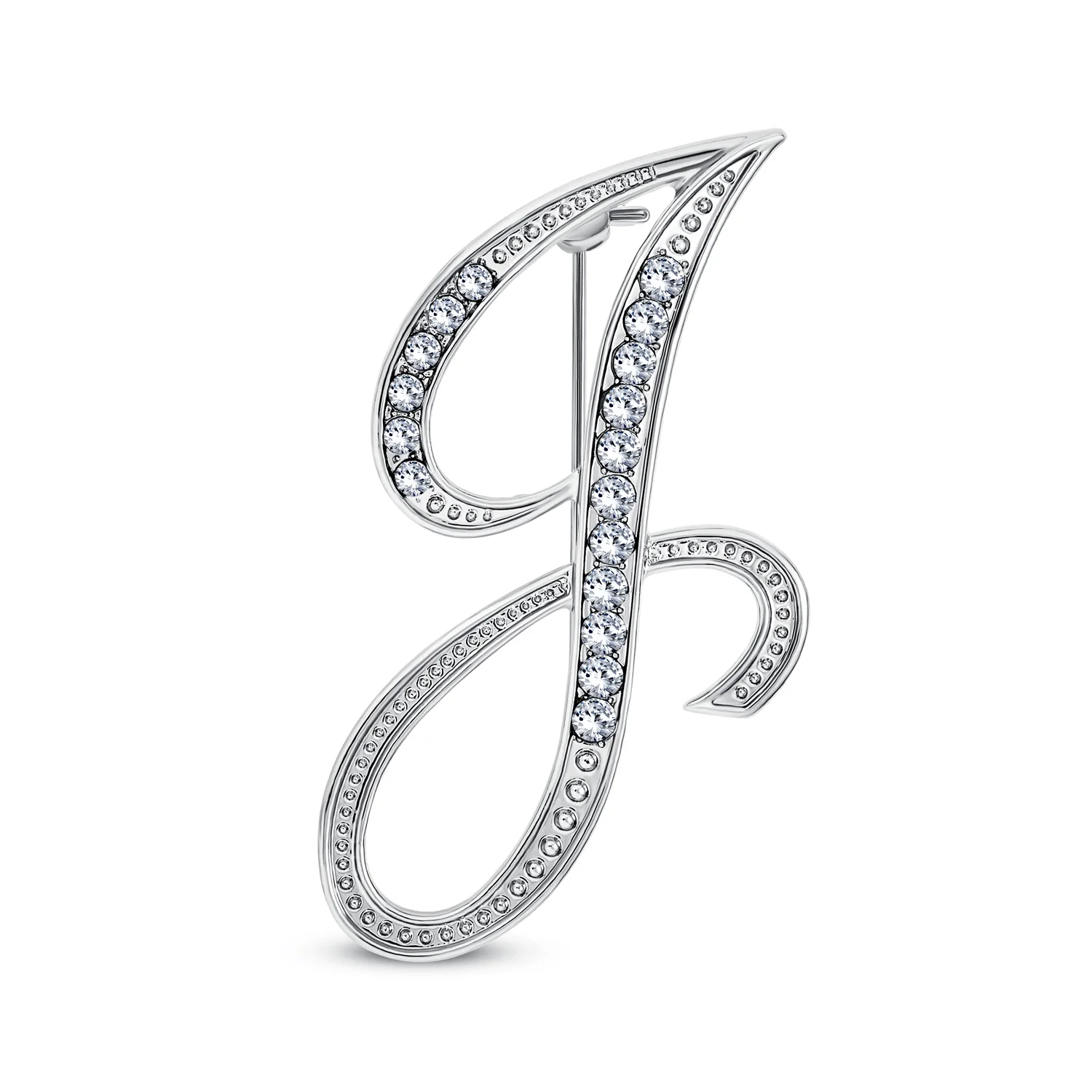 Large Statement ABC Pave Crystal Monogram Brooch Pin Silver or Gold Plated - Image 5