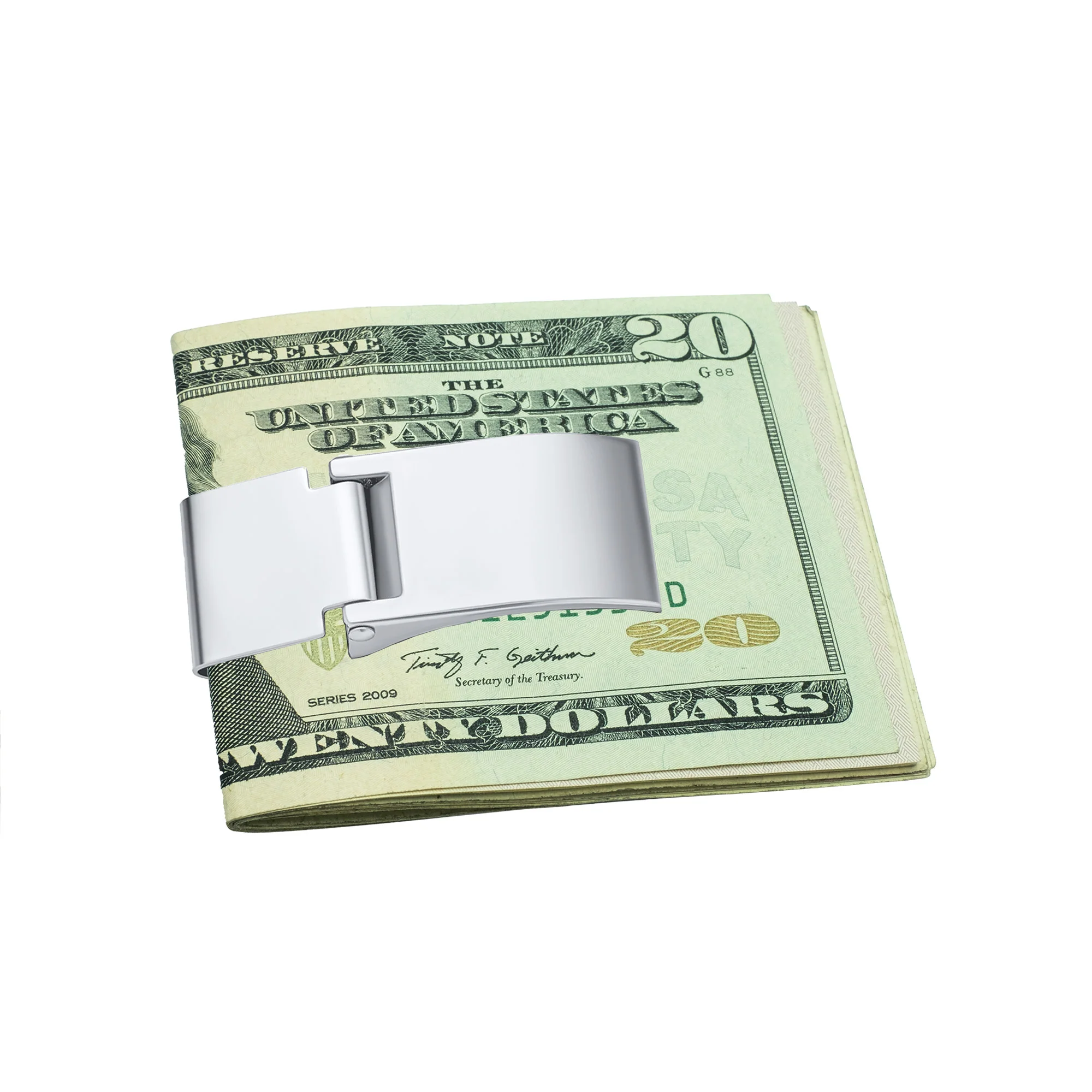 Large Wide Strong Hinged Style Money Clip Card Holder Silver Stainless Steel - Image 3