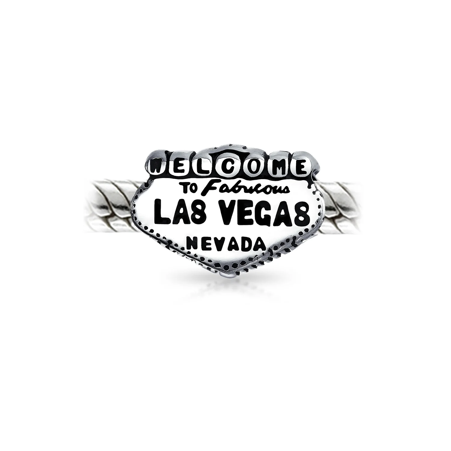 Welcome to Las Vegas Charm Bead Sterling Silver for European Bracelet - Image 2
