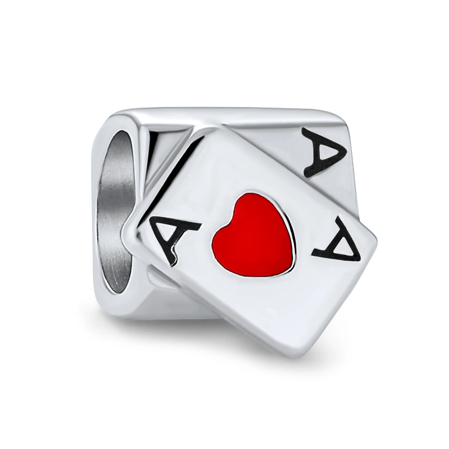 Set of 2 Welcome to Las Vegas and Poker Ace of Hearts Charm Bead Sterling Silver - Image 5