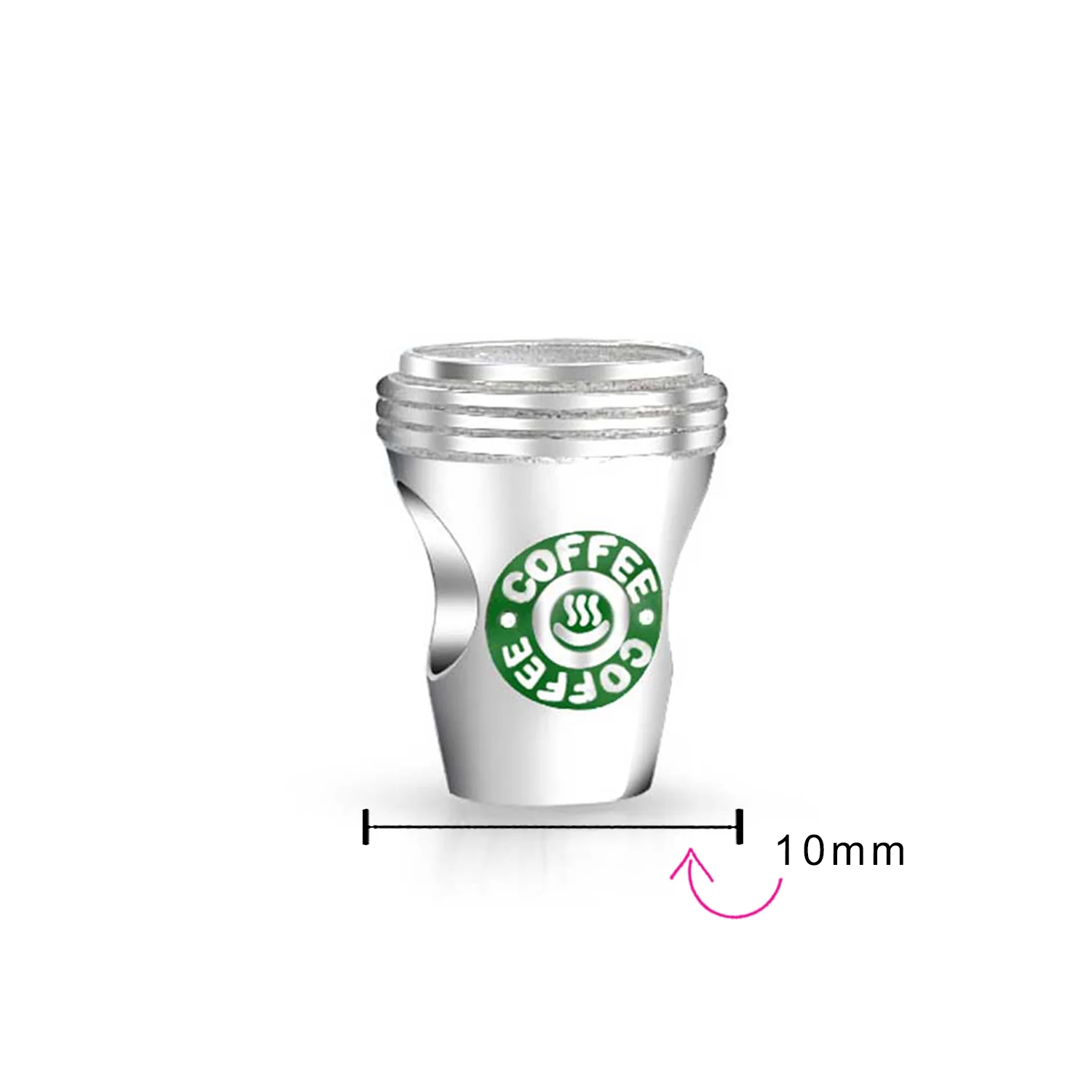 Latte Lover Charm Bead for Coffee Cup Travel Mug Sterling Silver Fits Bracelet - Image 3