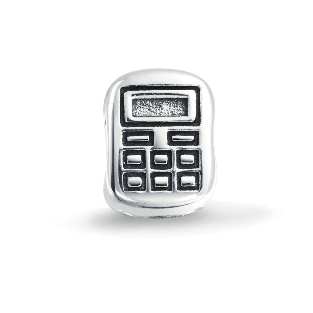 Set of 2 Latte Travel Mug Cup Coffee and Calculator Charm Bead Sterling Silver - Image 2