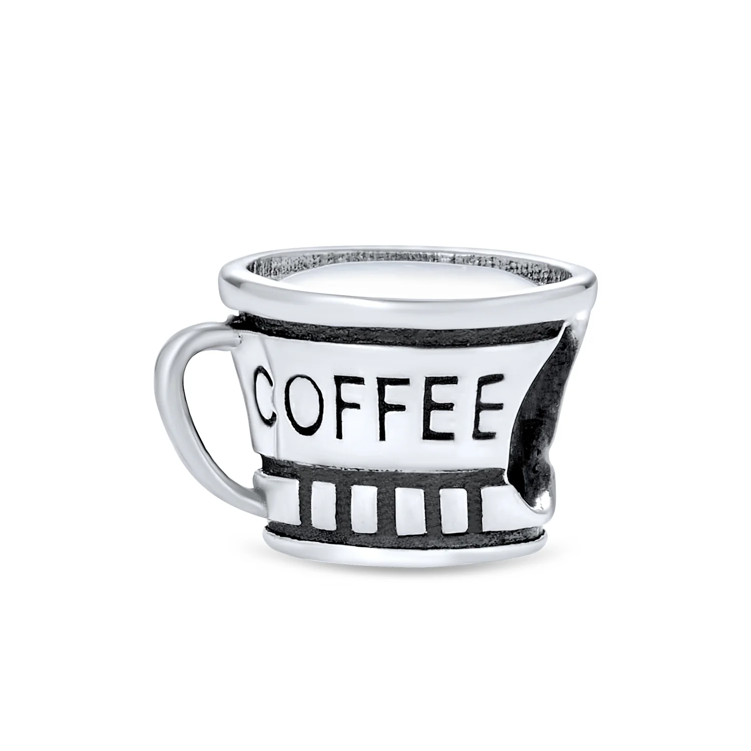 Set of 2 Latte Travel Mug Cup Coffee and Calculator Charm Bead Sterling Silver - Image 5