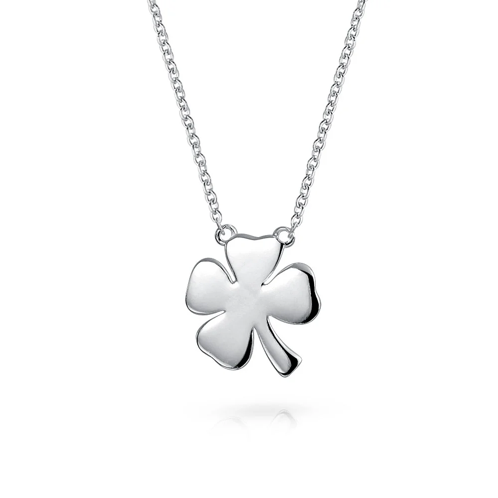 Set of 2 Four Lucky Clover & Lucky Horseshoe Pendant Necklace .925 Sterling Silver - Image 3