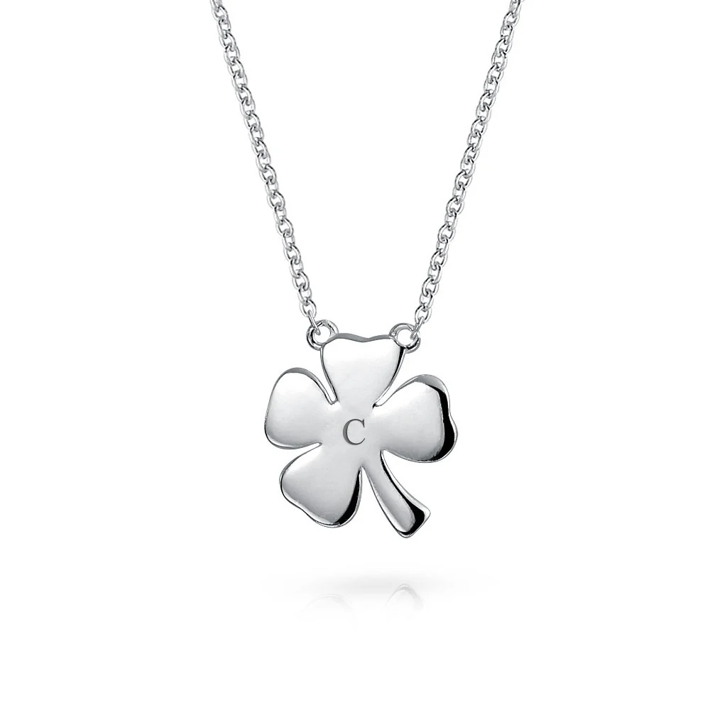 Set of 2 Four Lucky Clover & Lucky Horseshoe Pendant Necklace .925 Sterling Silver - Image 4