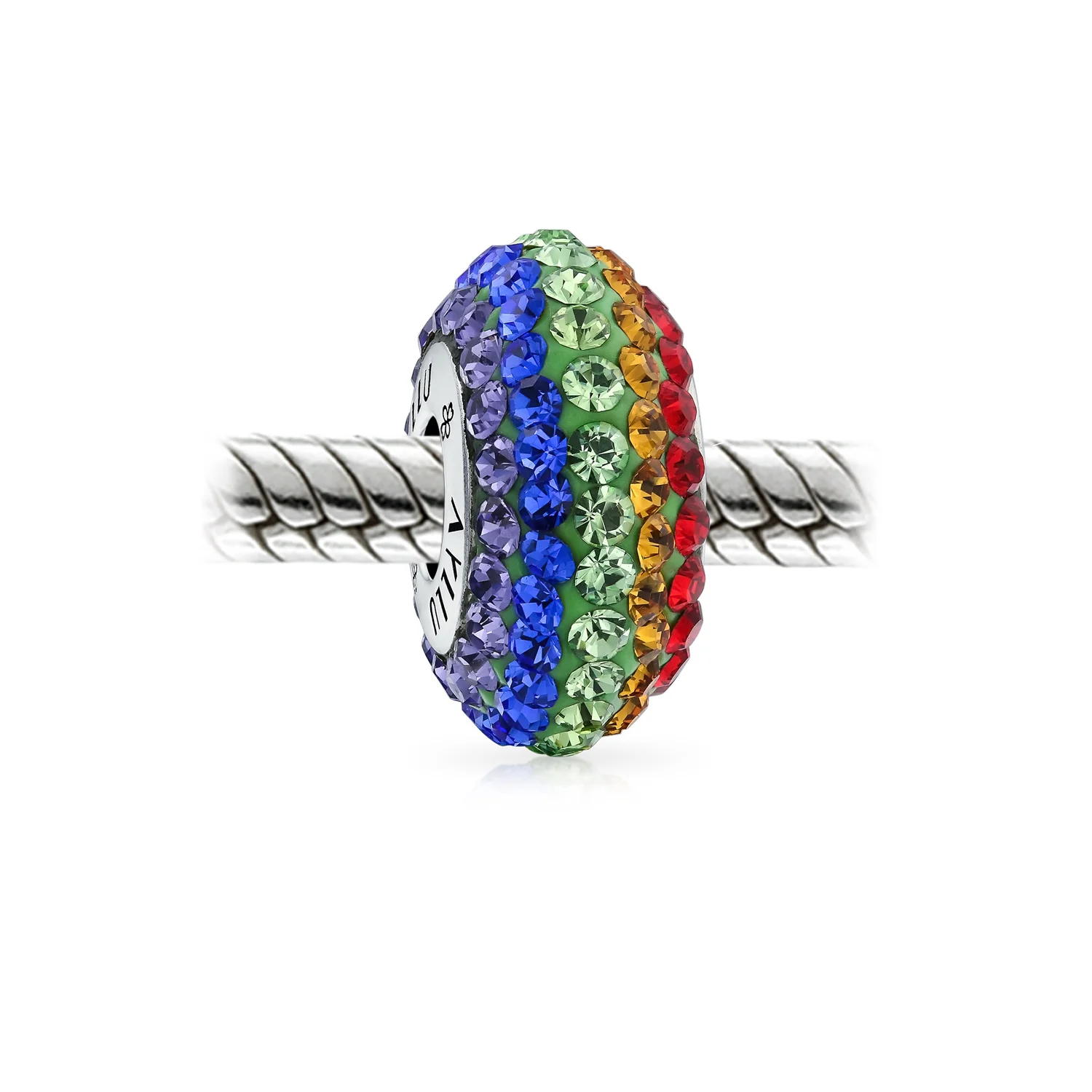 Set of 2 Colorful Crystal Bead Charm Rainbow Spacer for European Bracelet - Image 2