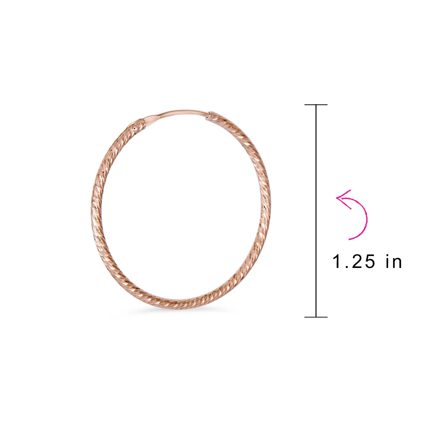 Thin Endless Continuous Twist Hoop Earrings Rose Gold Plated .925 Sterling Silver Lightweight - Image 4