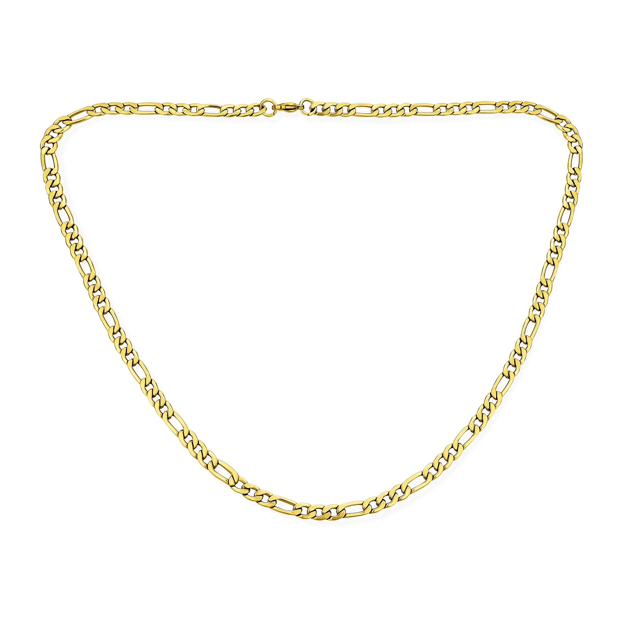 Flat Figaro Link 5MM Necklace & Bracelet Set Black Gold Tone Stainless Steel - Image 6
