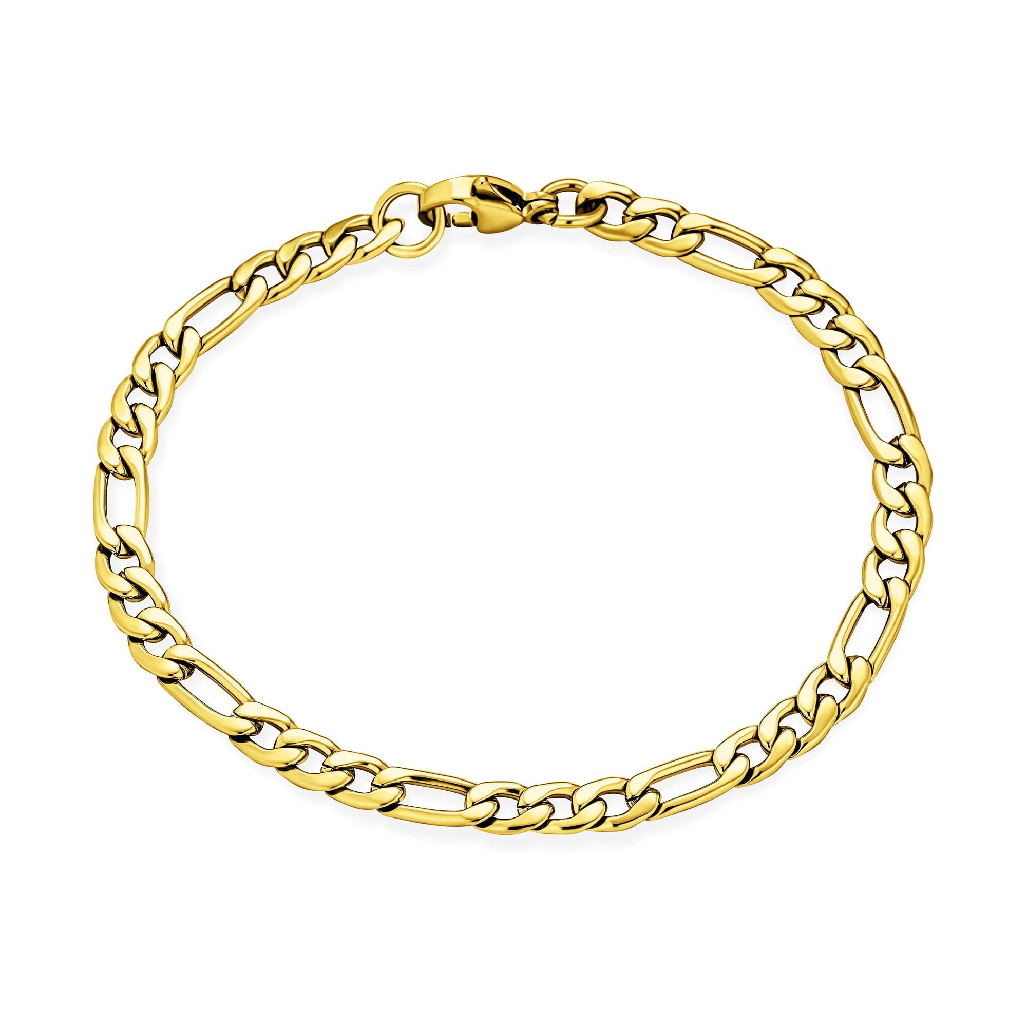 Flat Figaro Link 5MM Necklace & Bracelet Set Black Gold Tone Stainless Steel - Image 9