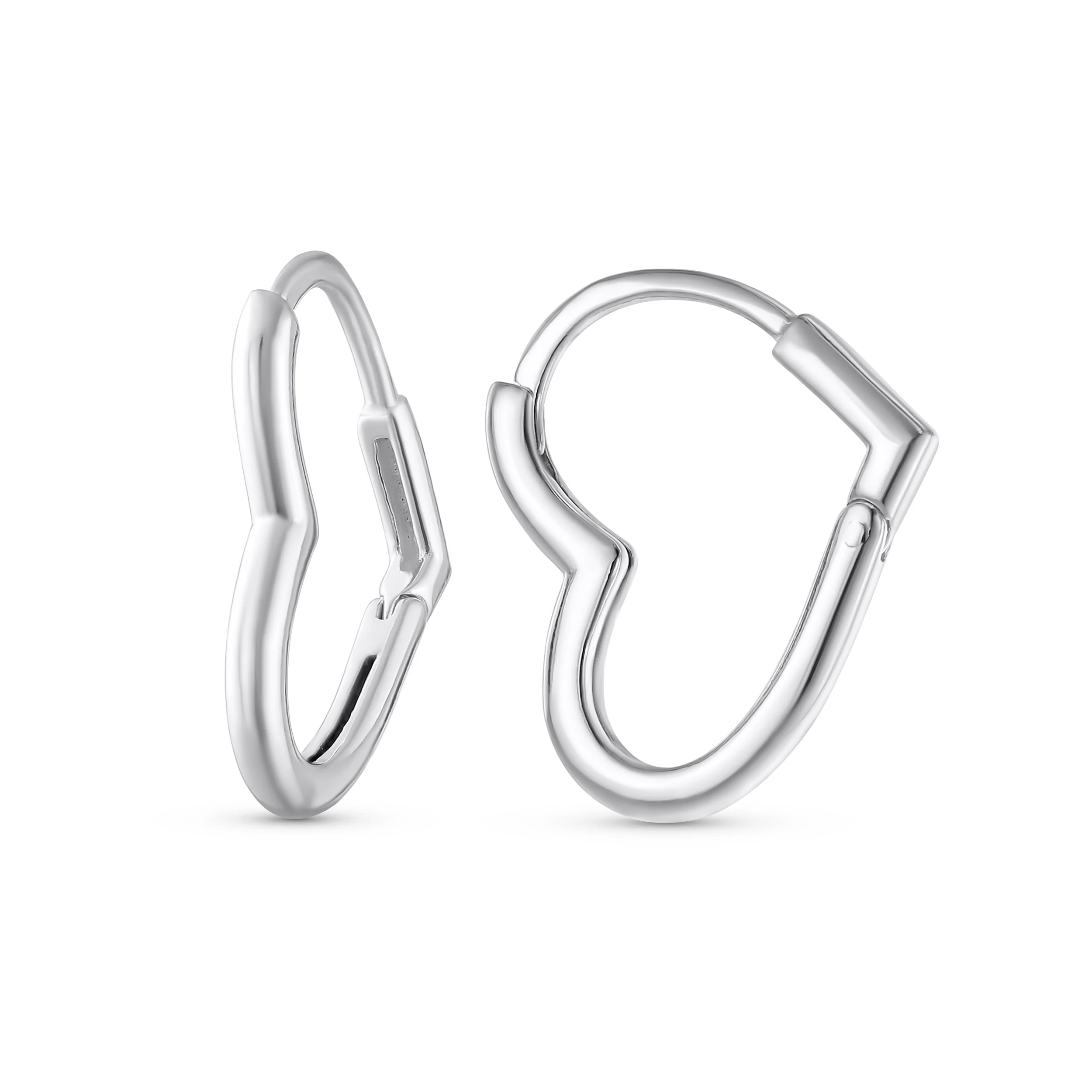 Linear Lariat Heart Necklace & Mini Hoop Earrings Jewelry Set Sterling Silver - Image 5