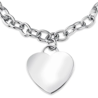 Link Chain Red Medical ID Bracelet with Heart Tag Silver Tone 7-7.5 Inch - Image 21