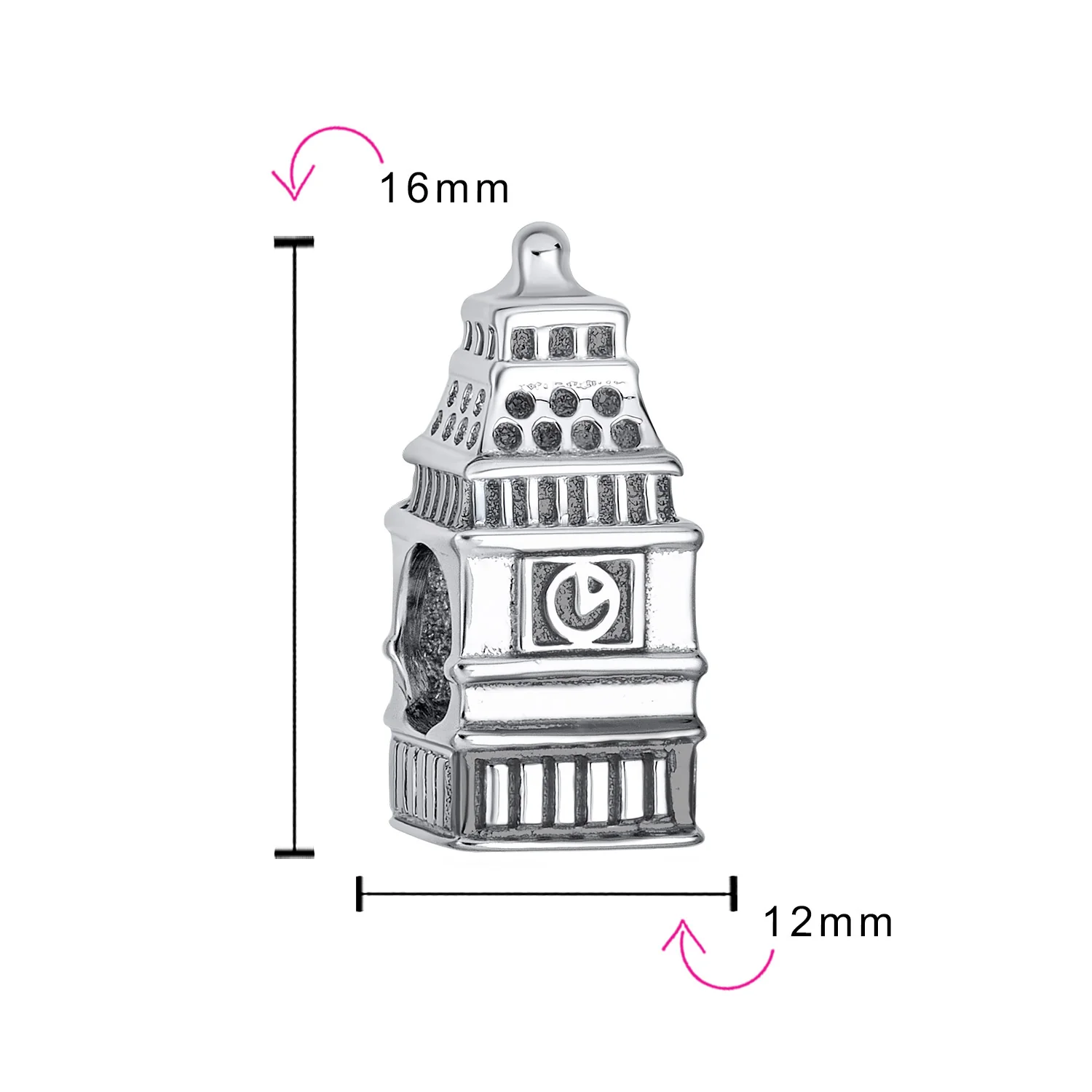 Travel Land mark London Big Ben Clock Charm Bead .925 Sterling Silver for Bracelet - Image 3