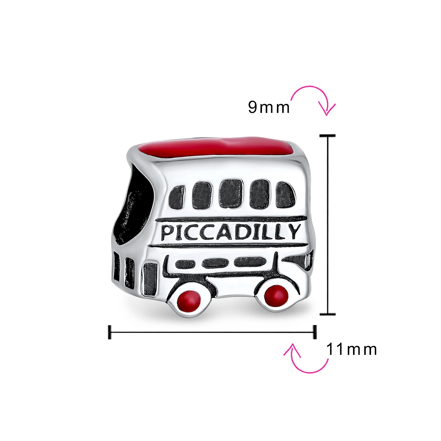 London Double Decker Bus Charm Bead Sterling Silver for European Bracelet - Image 3