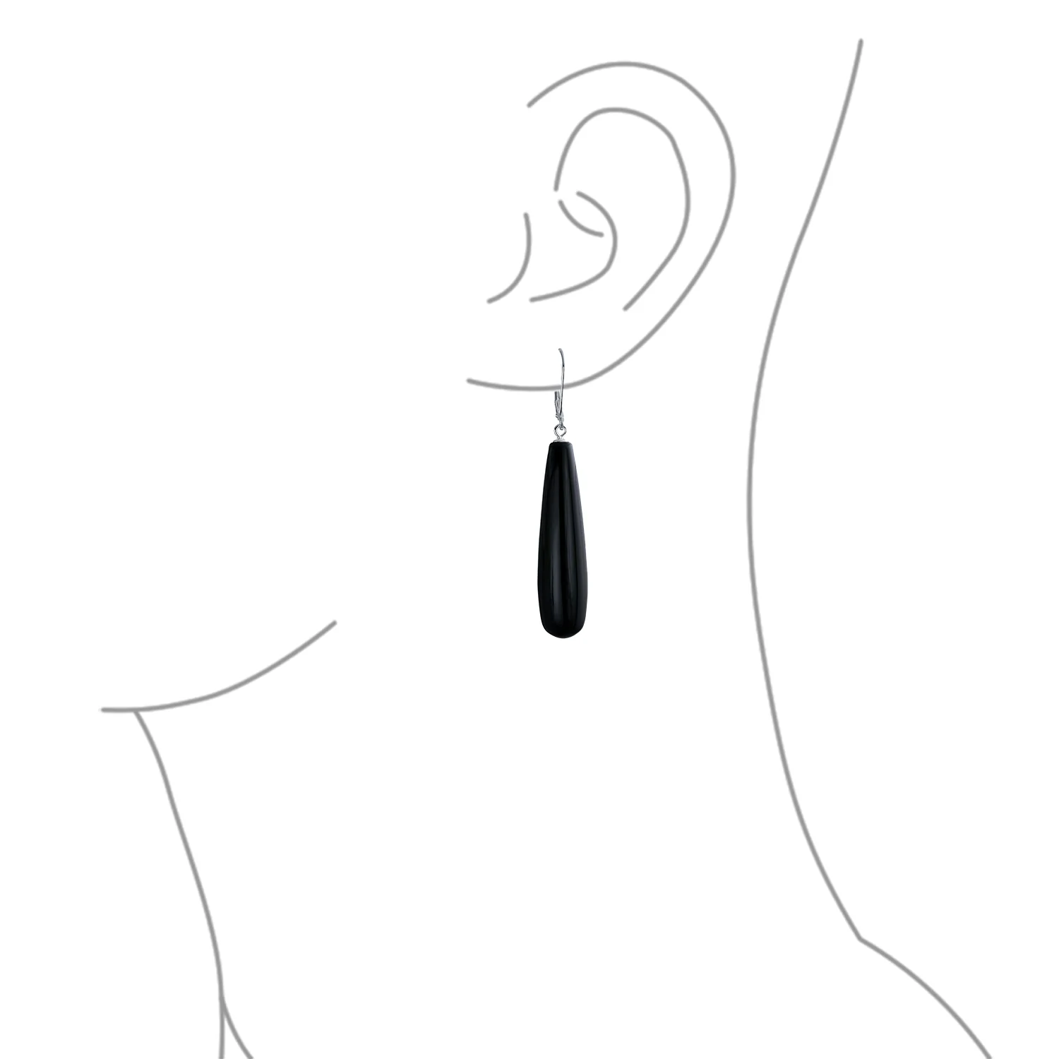 Long Linear Quartz Turquoise Onyx Gemstone Dangle Earrings - Image 10