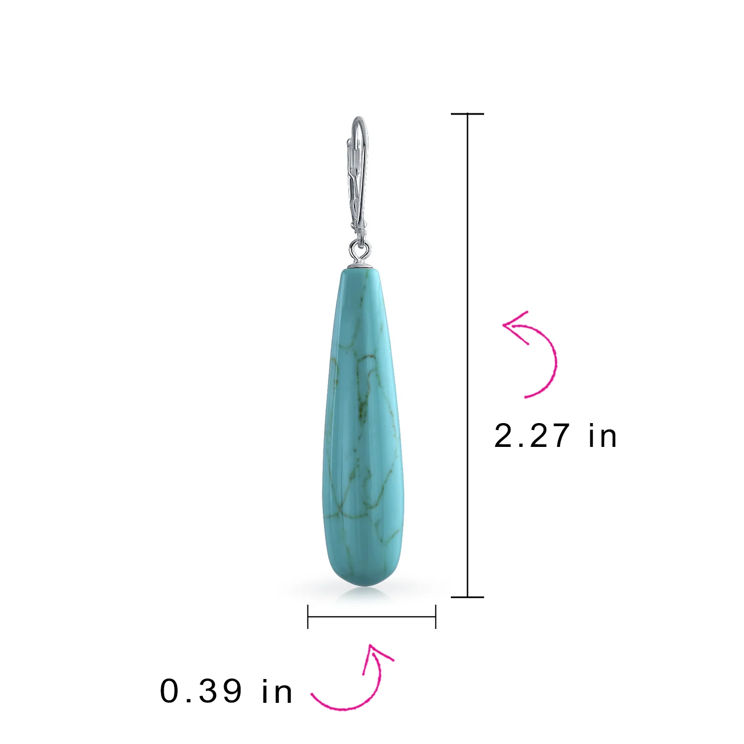 Long Linear Quartz Turquoise Onyx Gemstone Dangle Earrings - Image 13