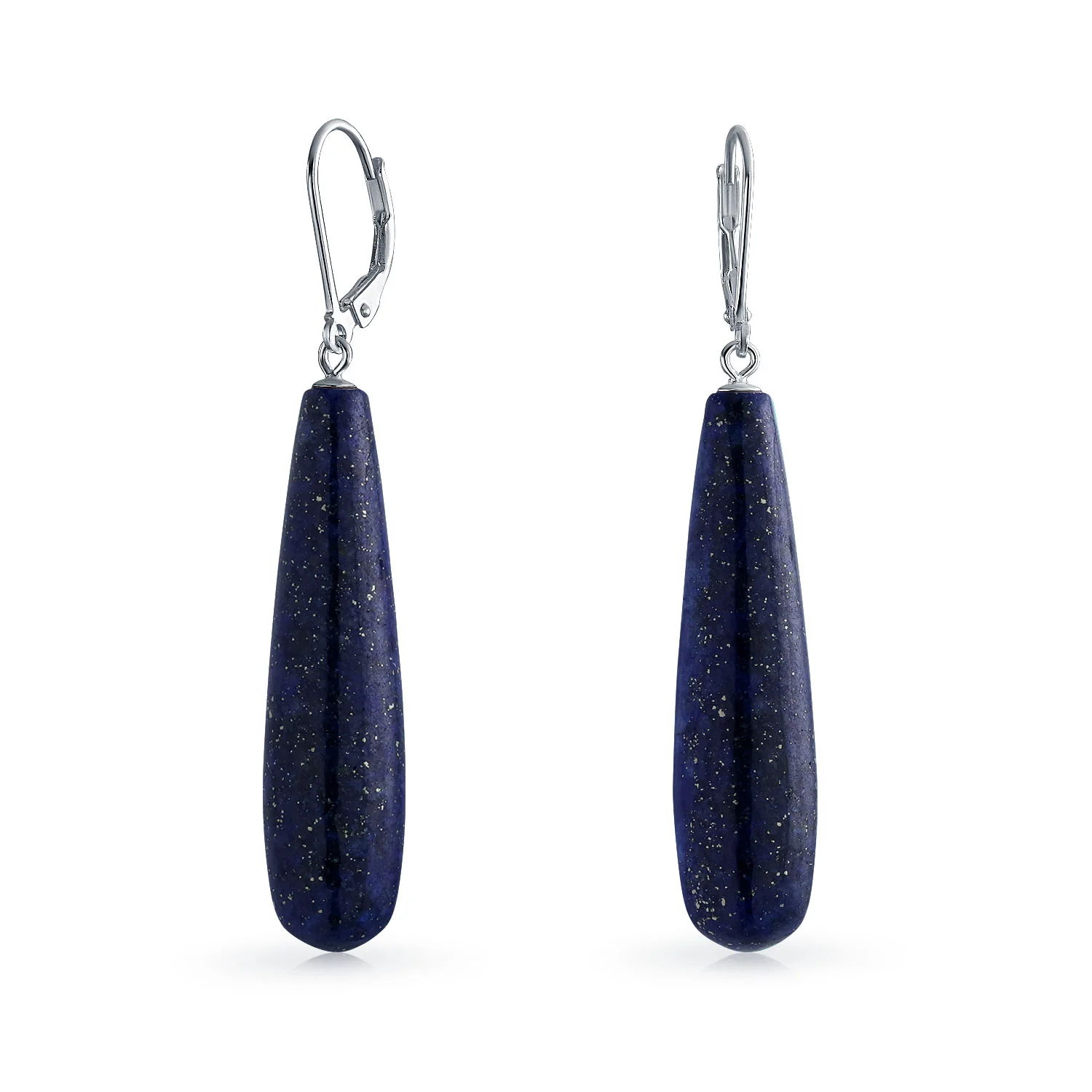 Long Linear Quartz Turquoise Onyx Gemstone Dangle Earrings - Image 4