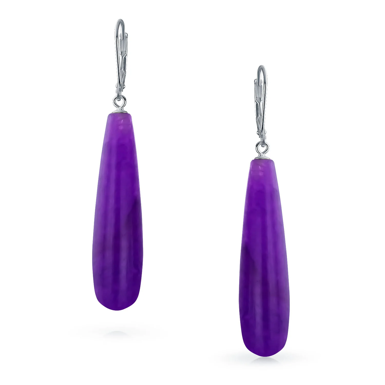 Long Linear Quartz Turquoise Onyx Gemstone Dangle Earrings - Image 7
