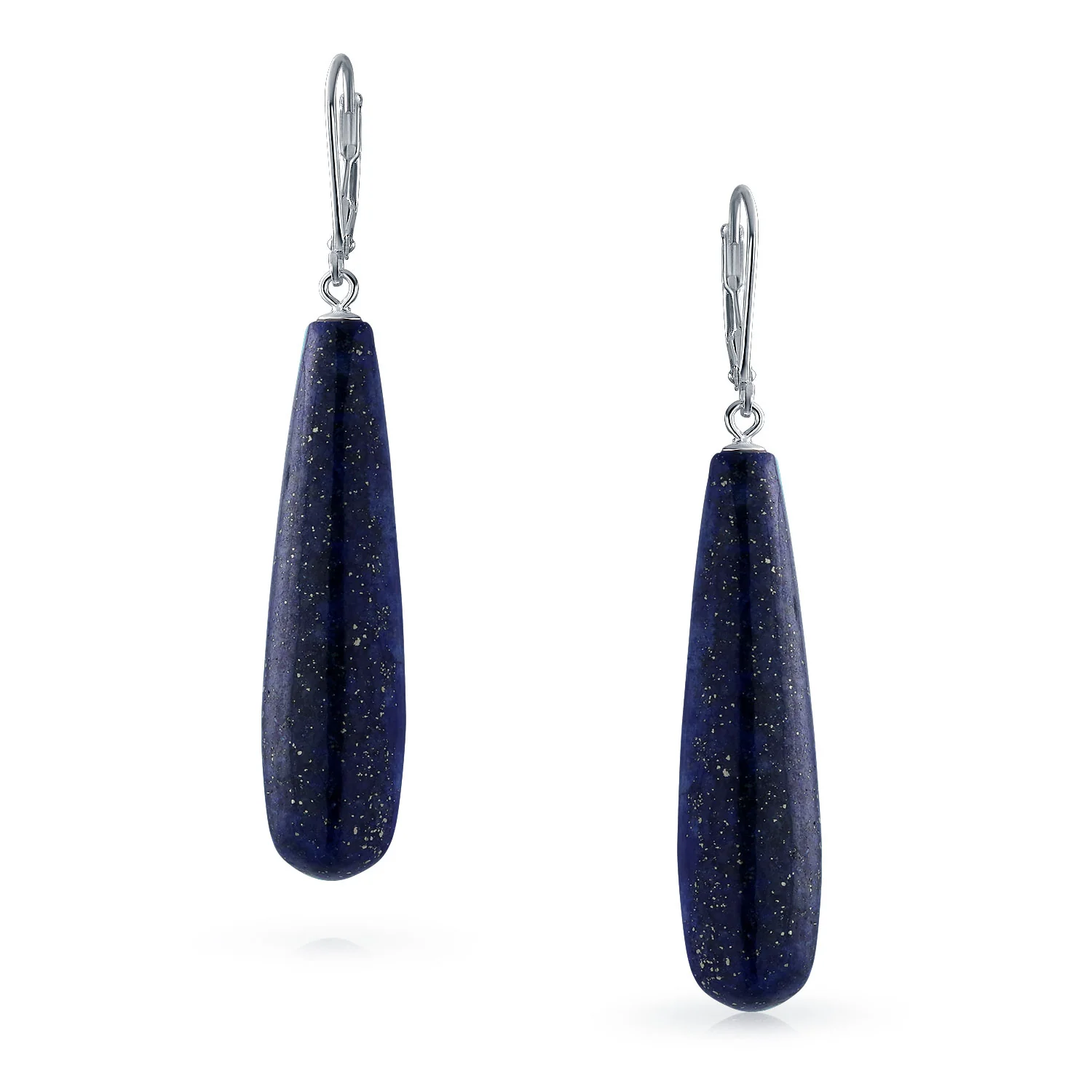 Long Linear Quartz Turquoise Onyx Gemstone Dangle Earrings - Image 8