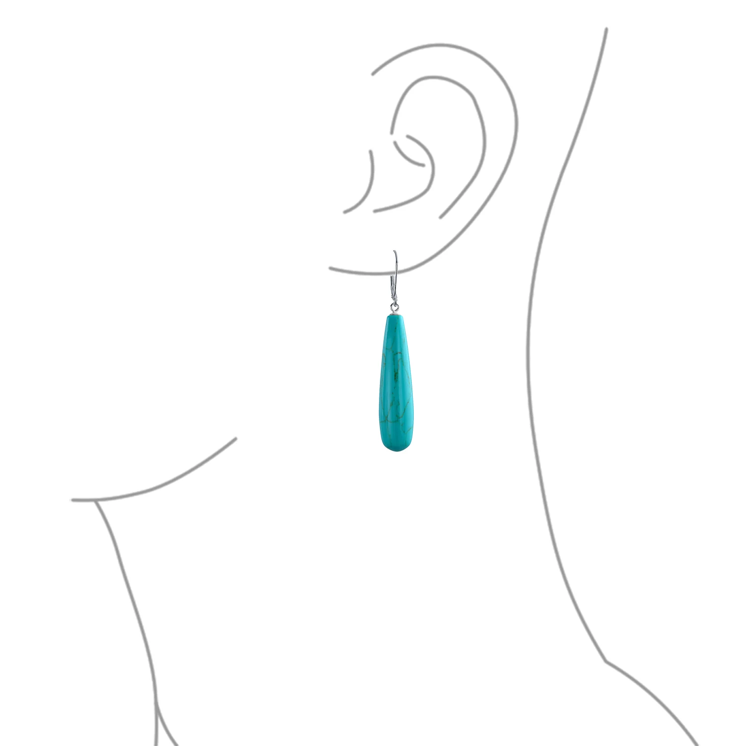 Long Linear Quartz Turquoise Onyx Gemstone Dangle Earrings - Image 9