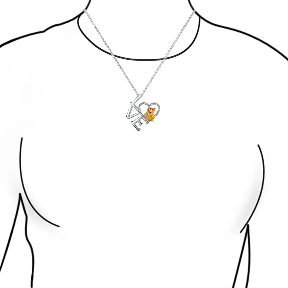 BFF Word Love Heart Pet Animal Dog Pedant Necklace Gold Silver Plated - Image 3