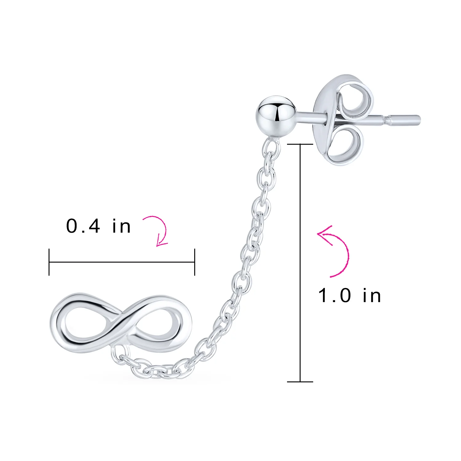 Love Knot Infinity Ear Cuff Cartilage Double Pierced Helix Chain Stud Earrings - Image 4