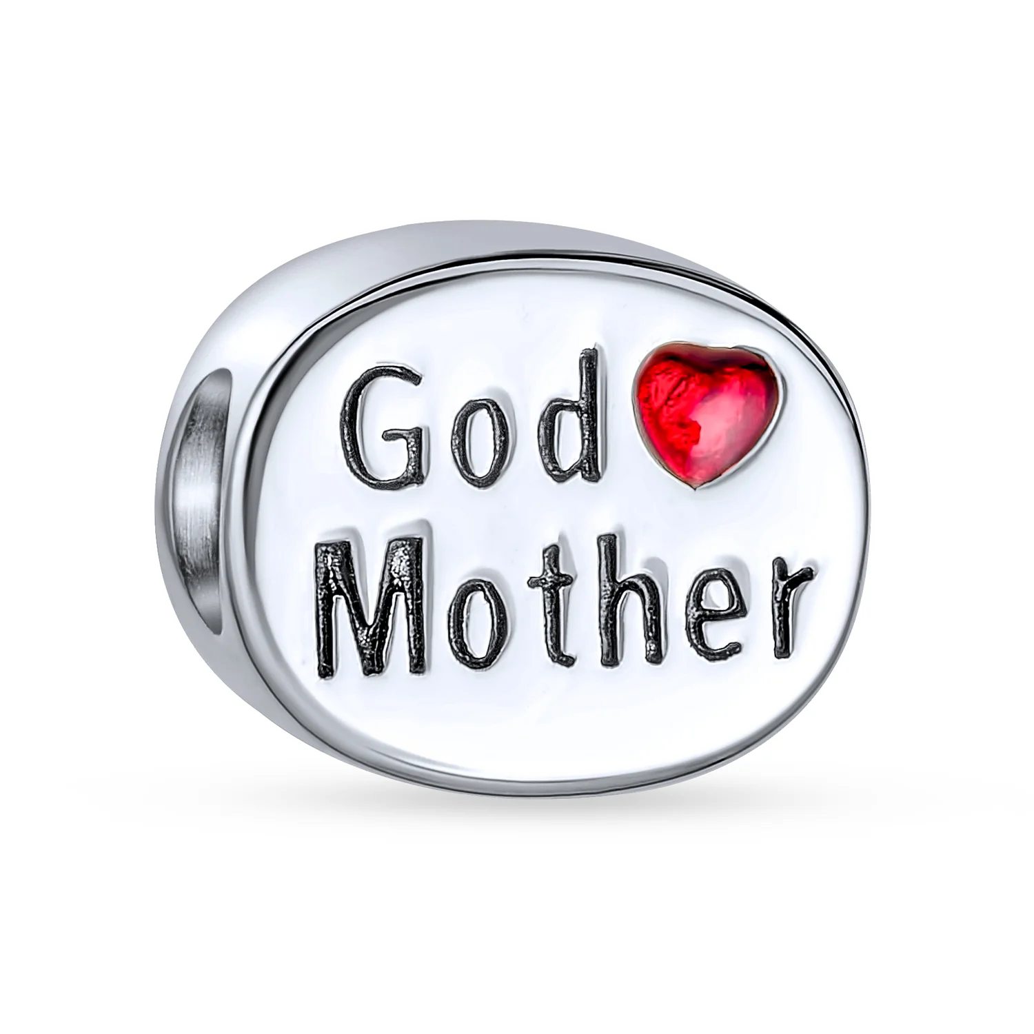 I Love God Mother Words Charm Bead Oval Sterling Silver Fits European Bracelet