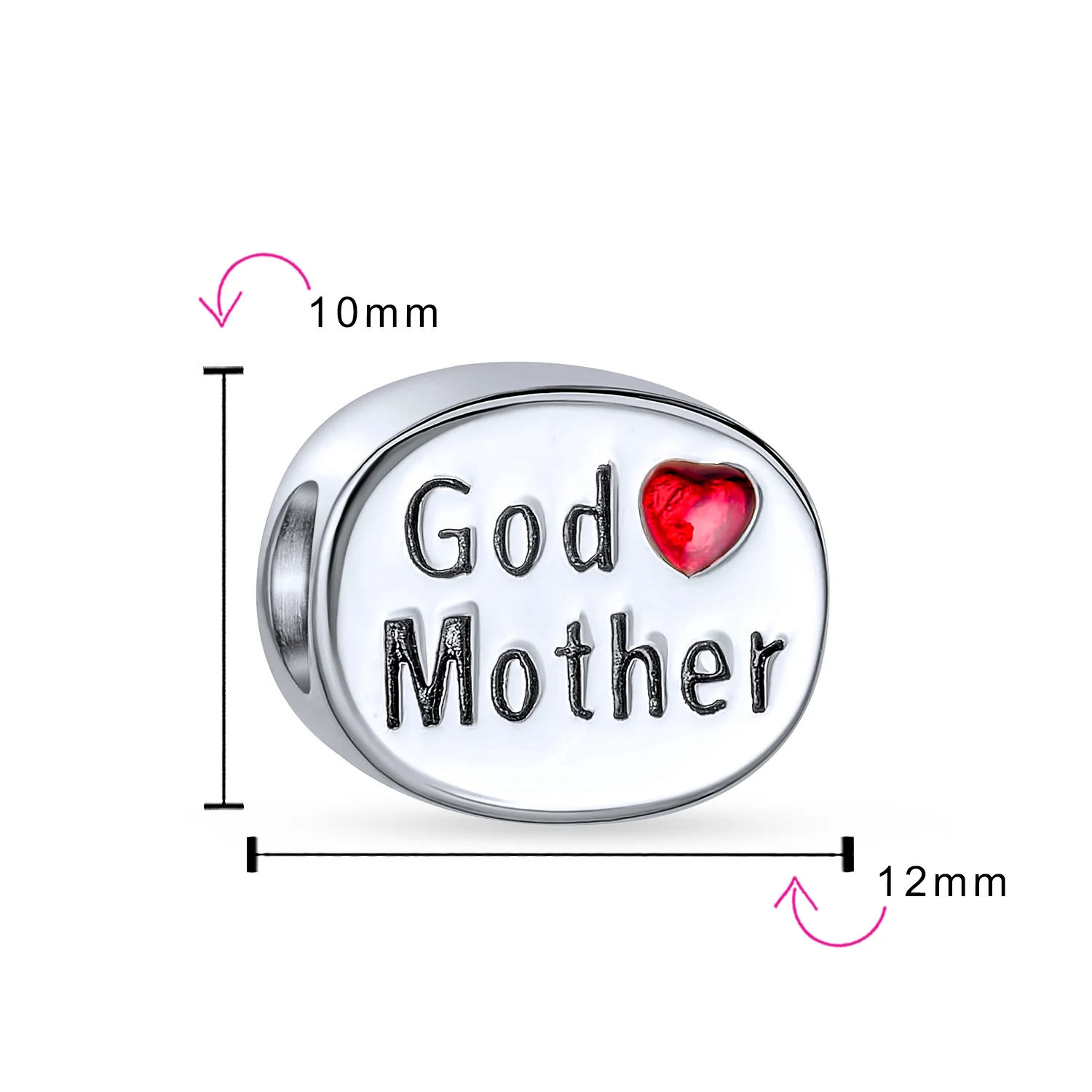I Love God Mother Words Charm Bead Oval Sterling Silver Fits European Bracelet - Image 3