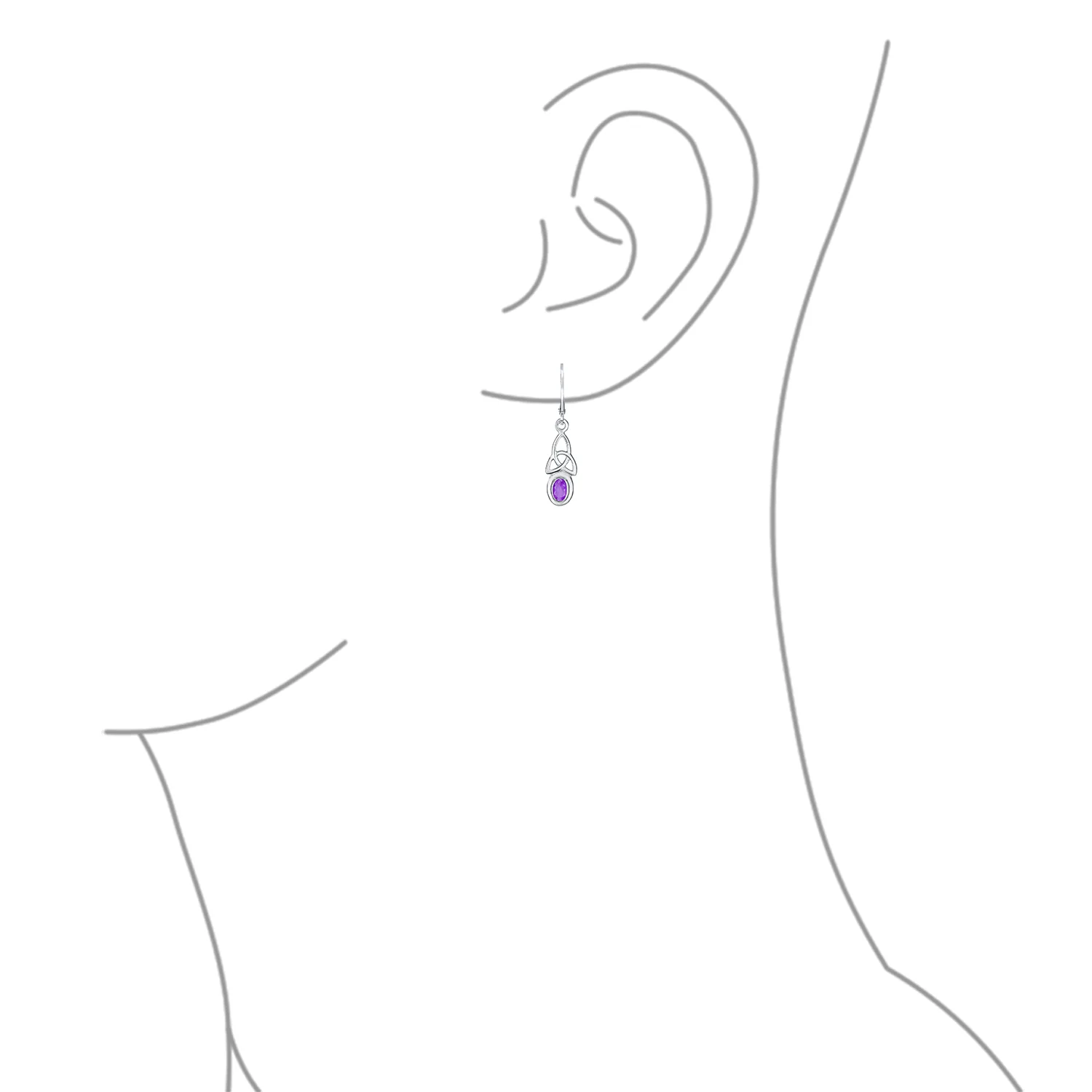Celtic Knot Oval Natural Stones Dangle Earrings .925 Sterling Silver - Image 10