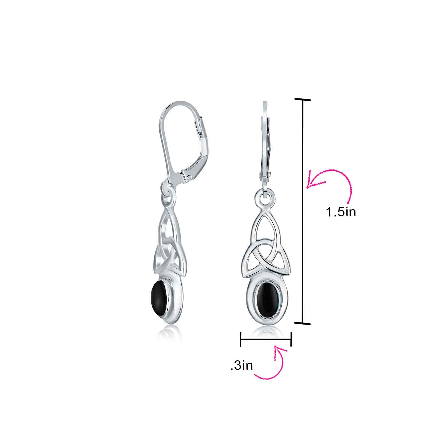 Celtic Knot Oval Natural Stones Dangle Earrings .925 Sterling Silver - Image 15