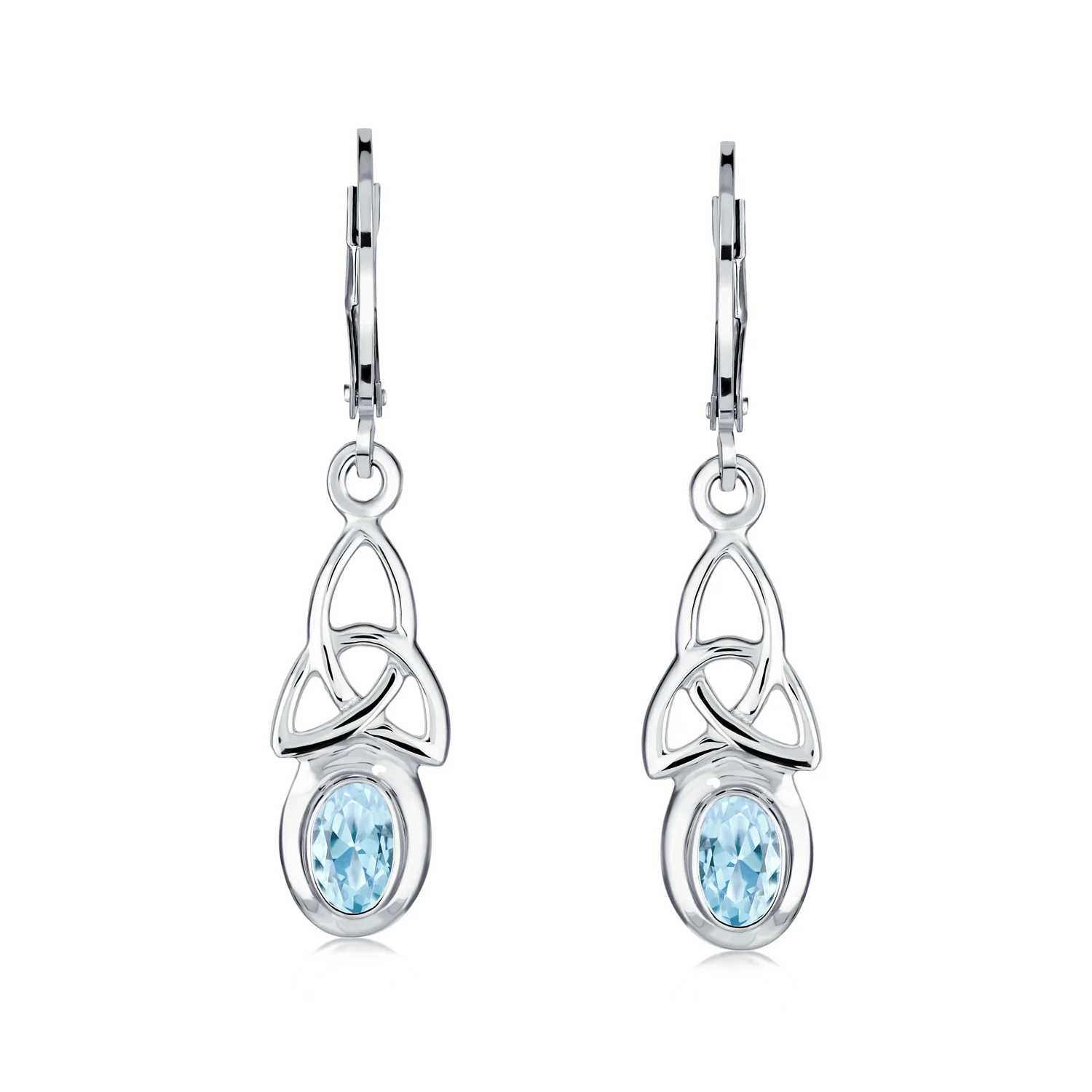 Celtic Knot Oval Natural Stones Dangle Earrings .925 Sterling Silver - Image 8