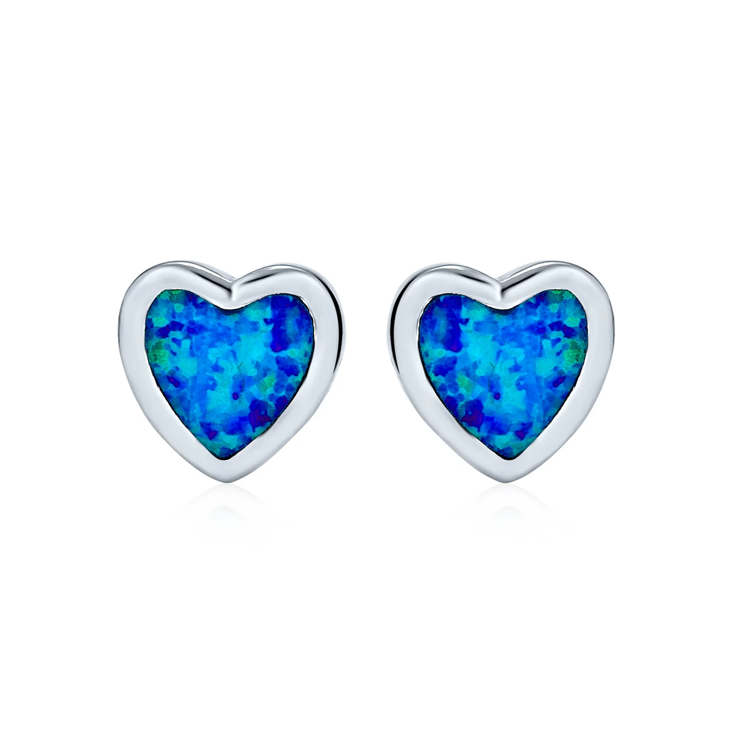 Lovers Bezel Set Green Jade Heart Stud Earrings Sterling Silver Gift - Image 10