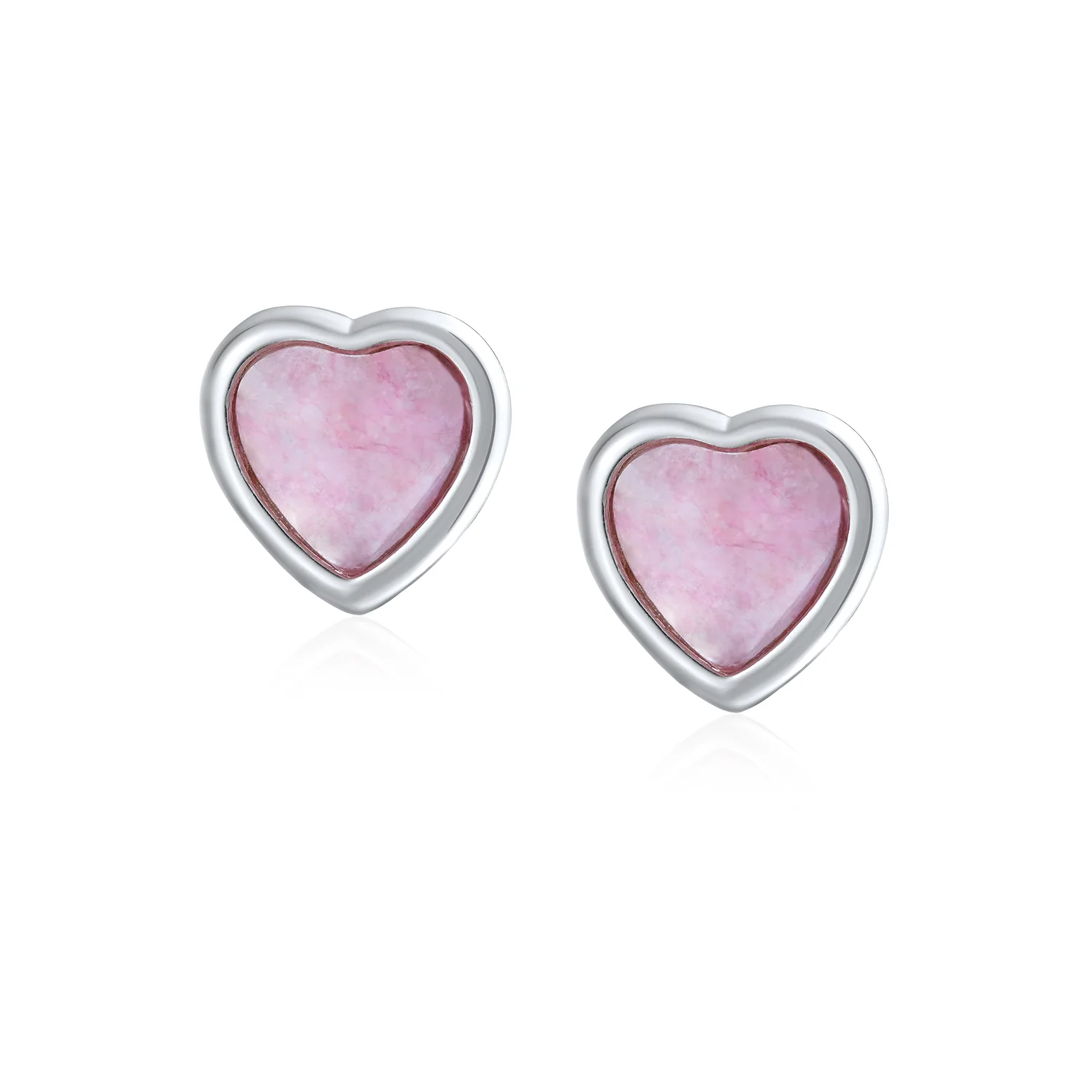 Lovers Bezel Set Green Jade Heart Stud Earrings Sterling Silver Gift - Image 11