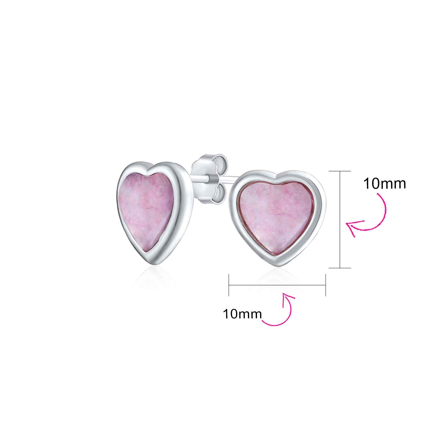 Lovers Bezel Set Green Jade Heart Stud Earrings Sterling Silver Gift - Image 22