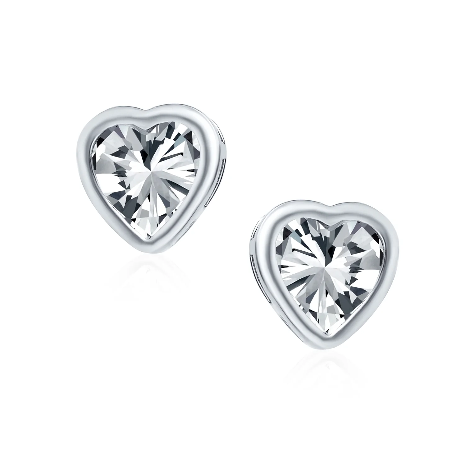 Lovers Bezel Set Green Jade Heart Stud Earrings Sterling Silver Gift - Image 7