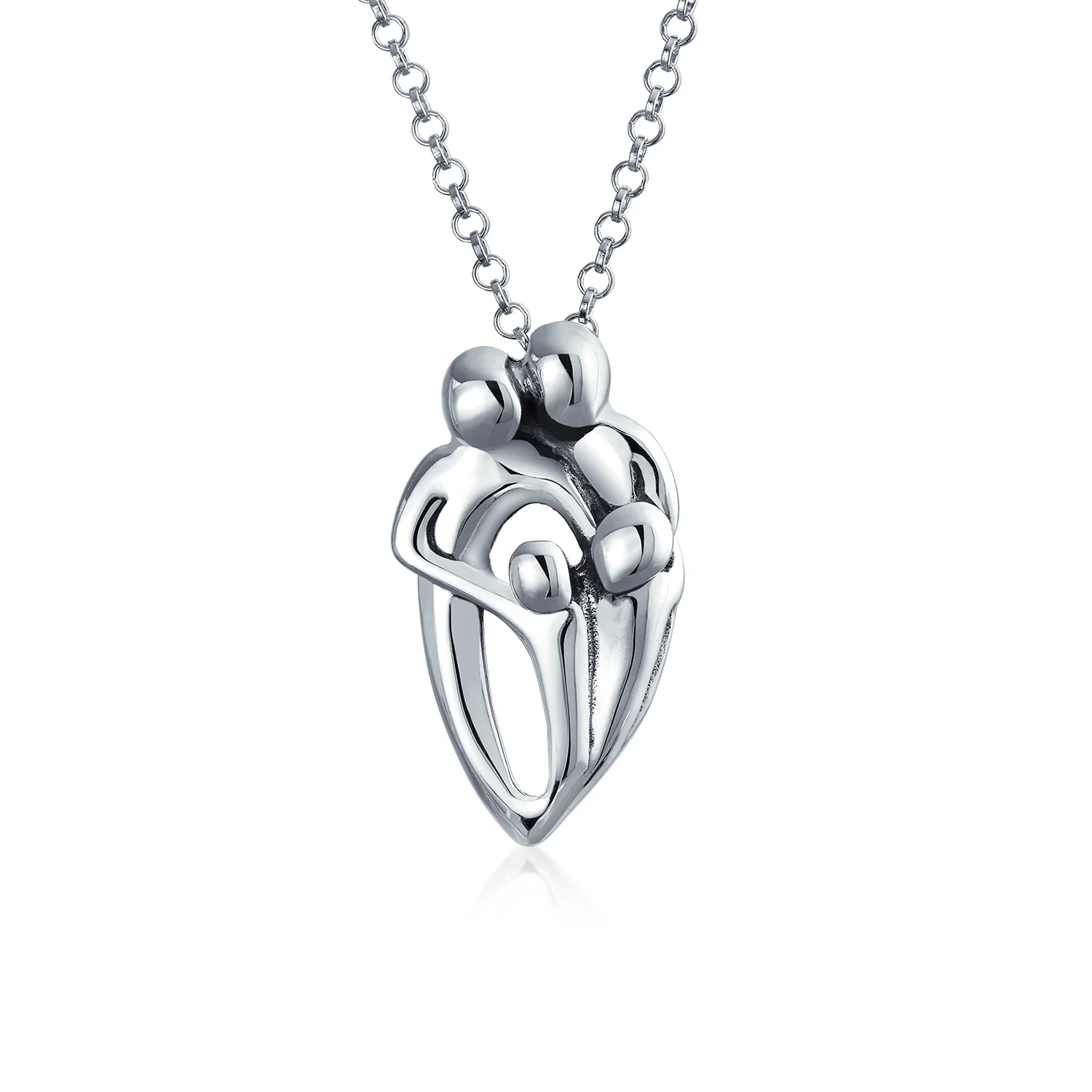 Mother Day Loving Family Father, Mother, Child Pendant Necklace .925 Sterling Silver